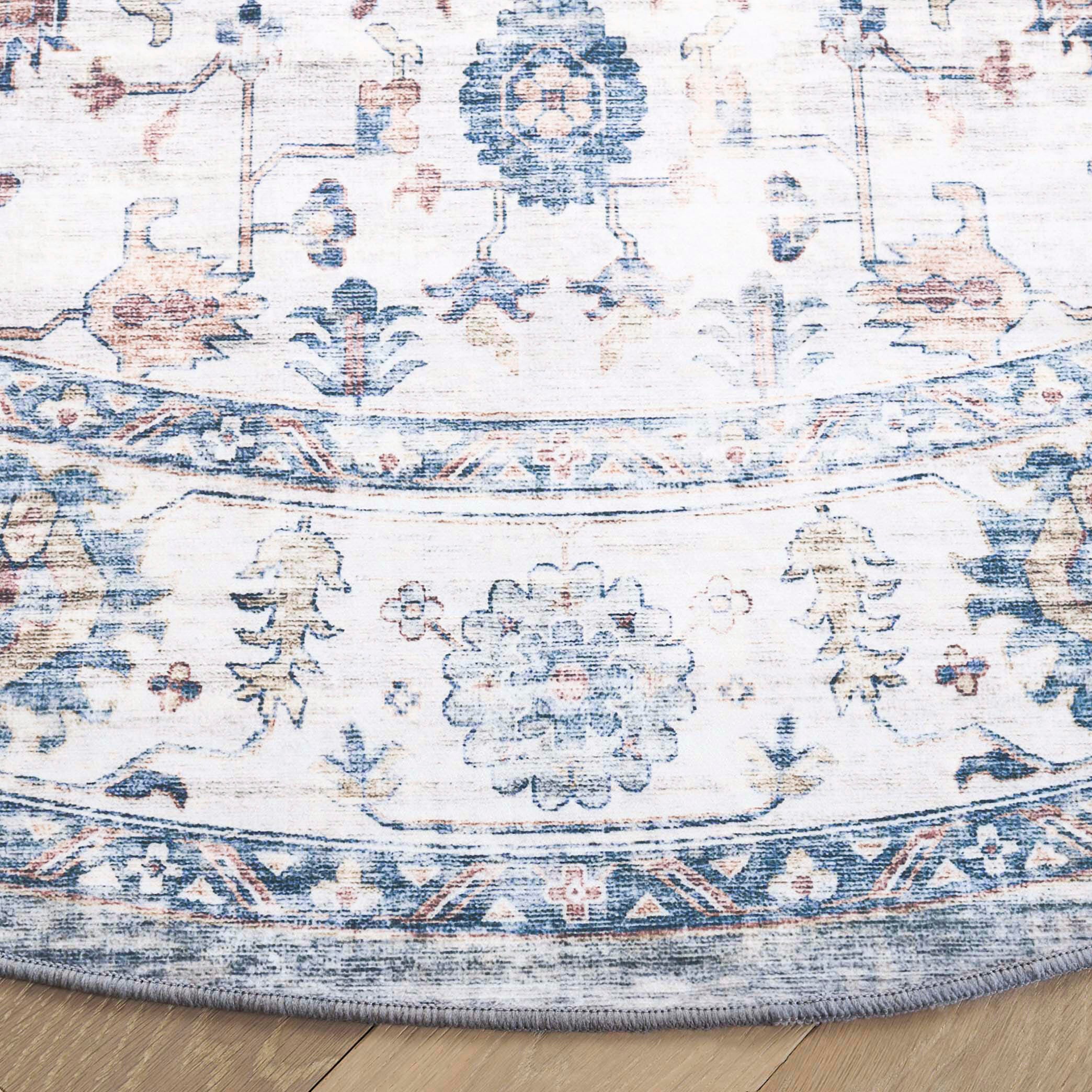 Safavieh Arizona 6' x 6' Round Area Rug, Light Blue/Ivory, large