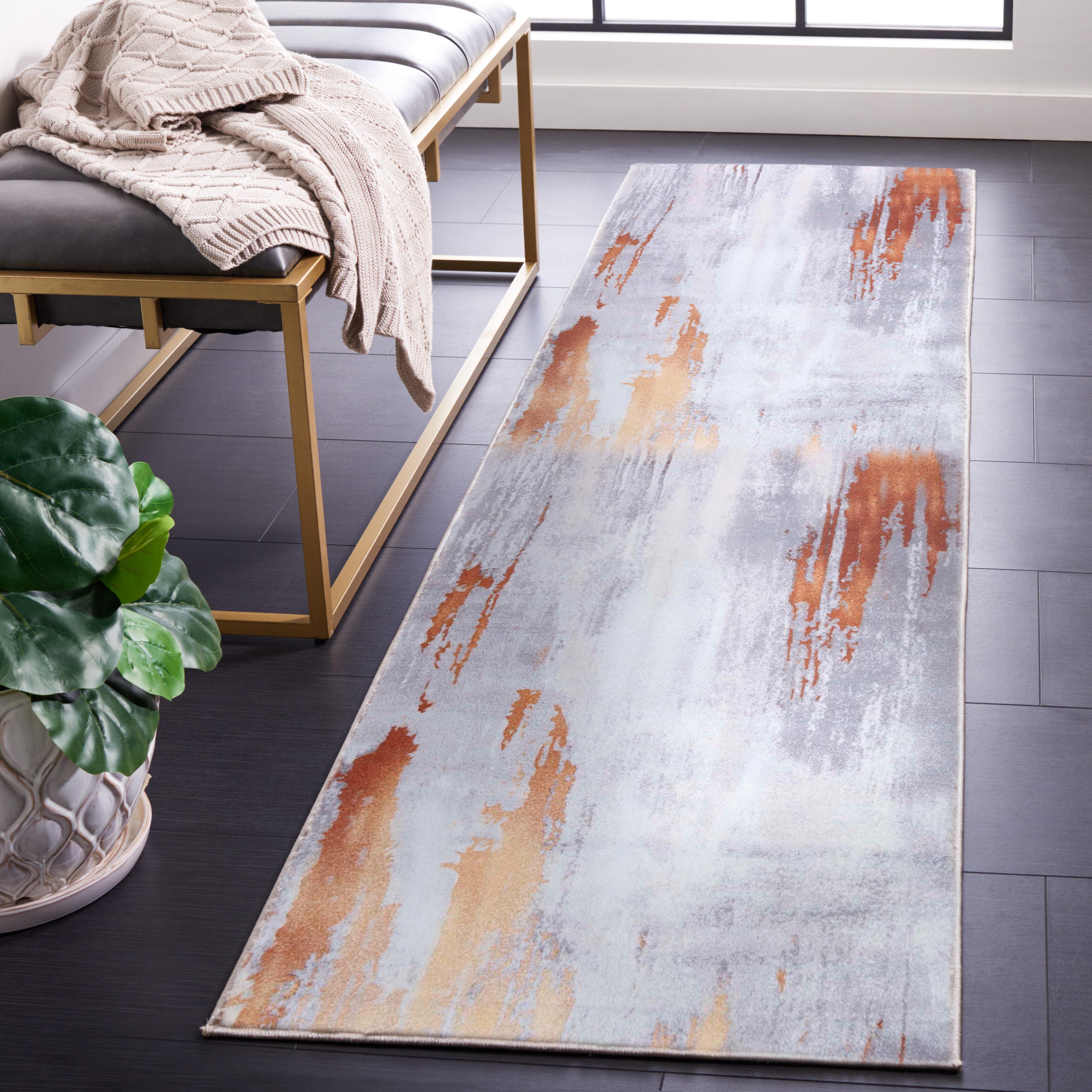 Safavieh Tacoma 2' 6" x 8' Runner Rug, Gray/Rust, rollover