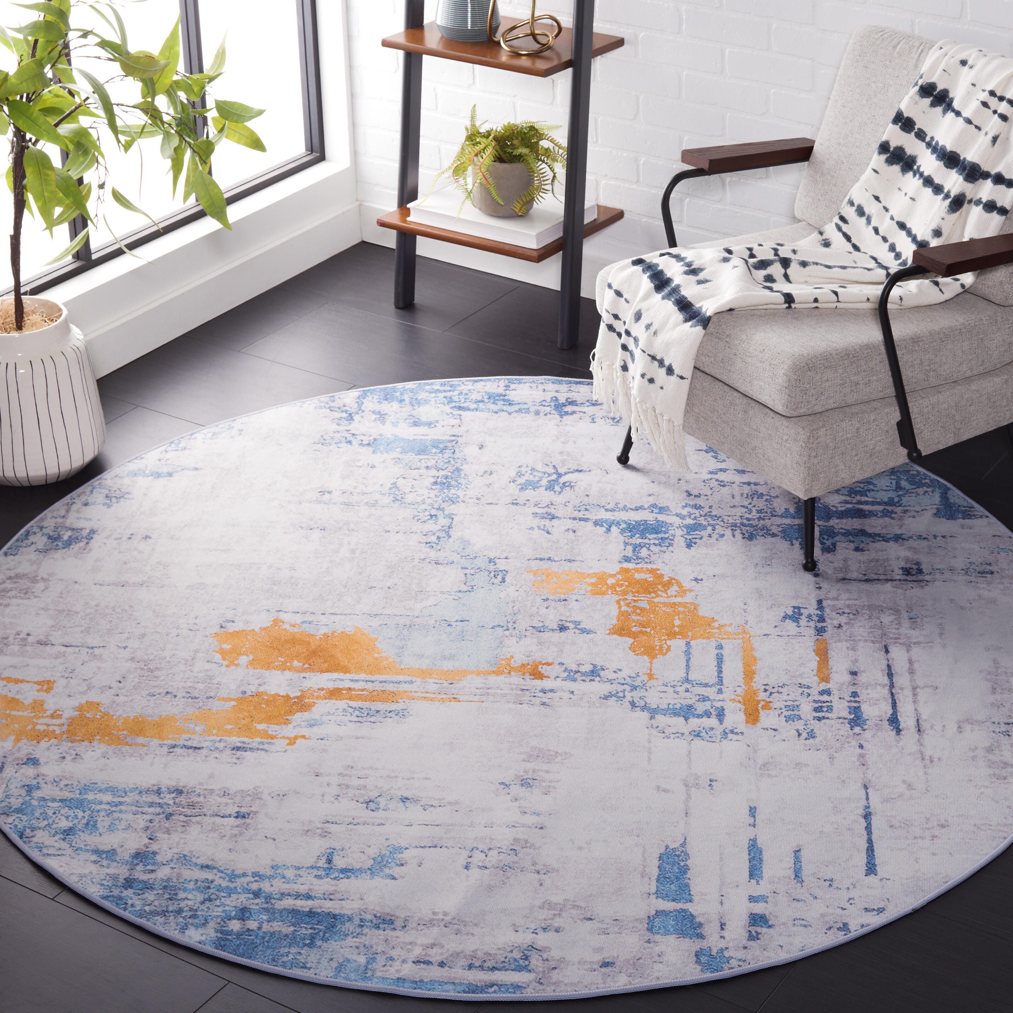 Safavieh Tacoma 6' x 6' Round Area Rug, Gray/Blue, rollover