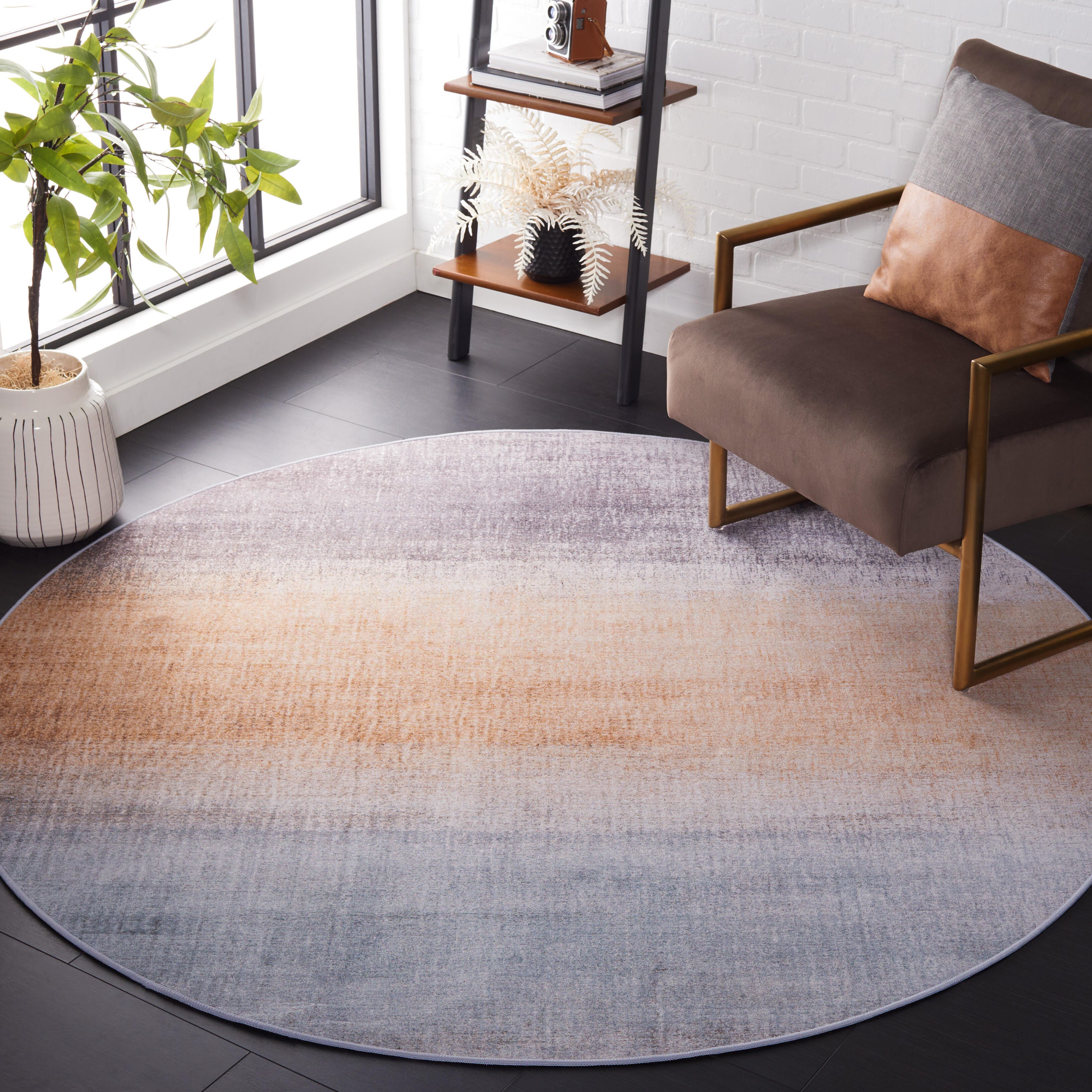 Safavieh Tacoma 6' x 6' Round Area Rug, Gray/Rust, rollover