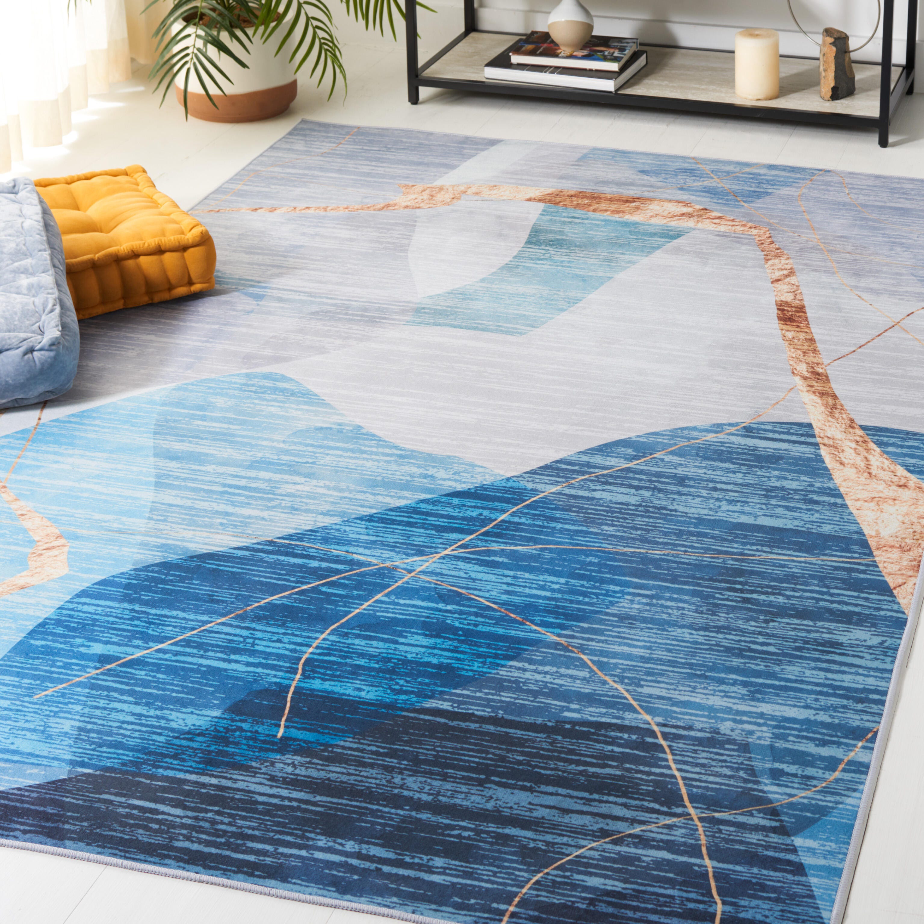 Safavieh Tacoma 6' x 6' Square Area Rug, Blue/Gold, rollover