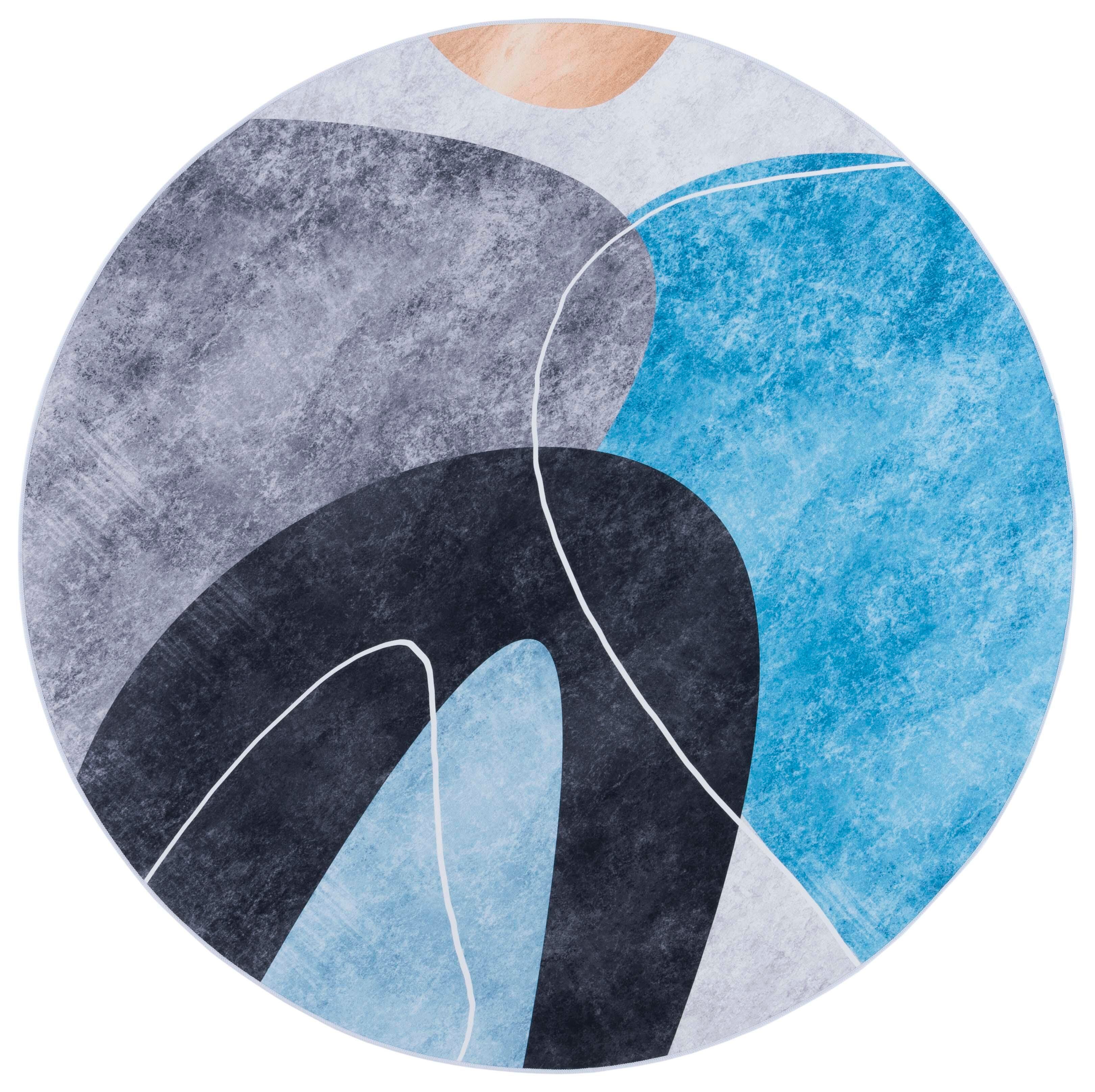 Safavieh Tacoma 6' x 6' Round Area Rug, Dark Gray/Turquoise, large