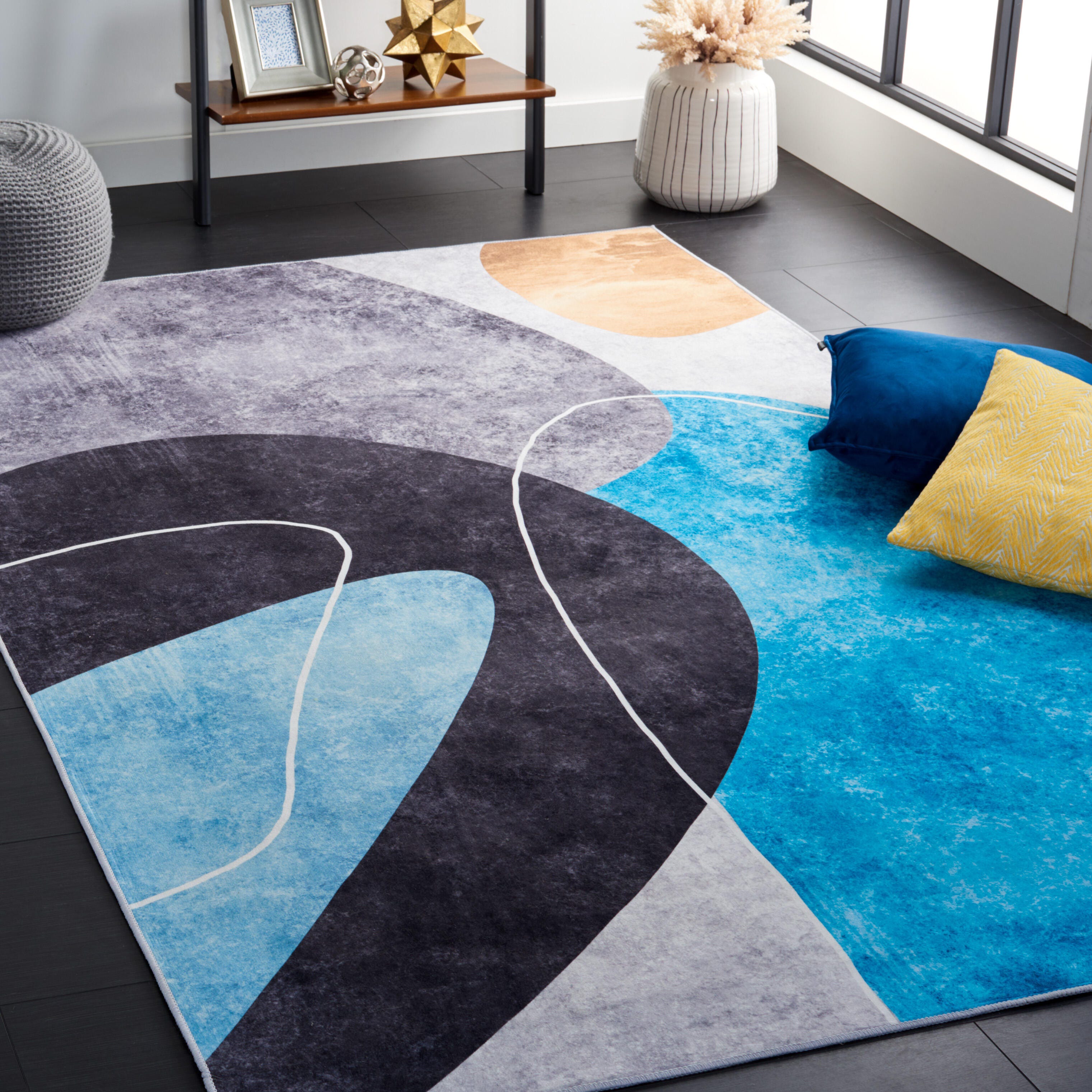 Safavieh Tacoma 2' 6" x 4' Area Rug, Dark Gray/Turquoise, rollover