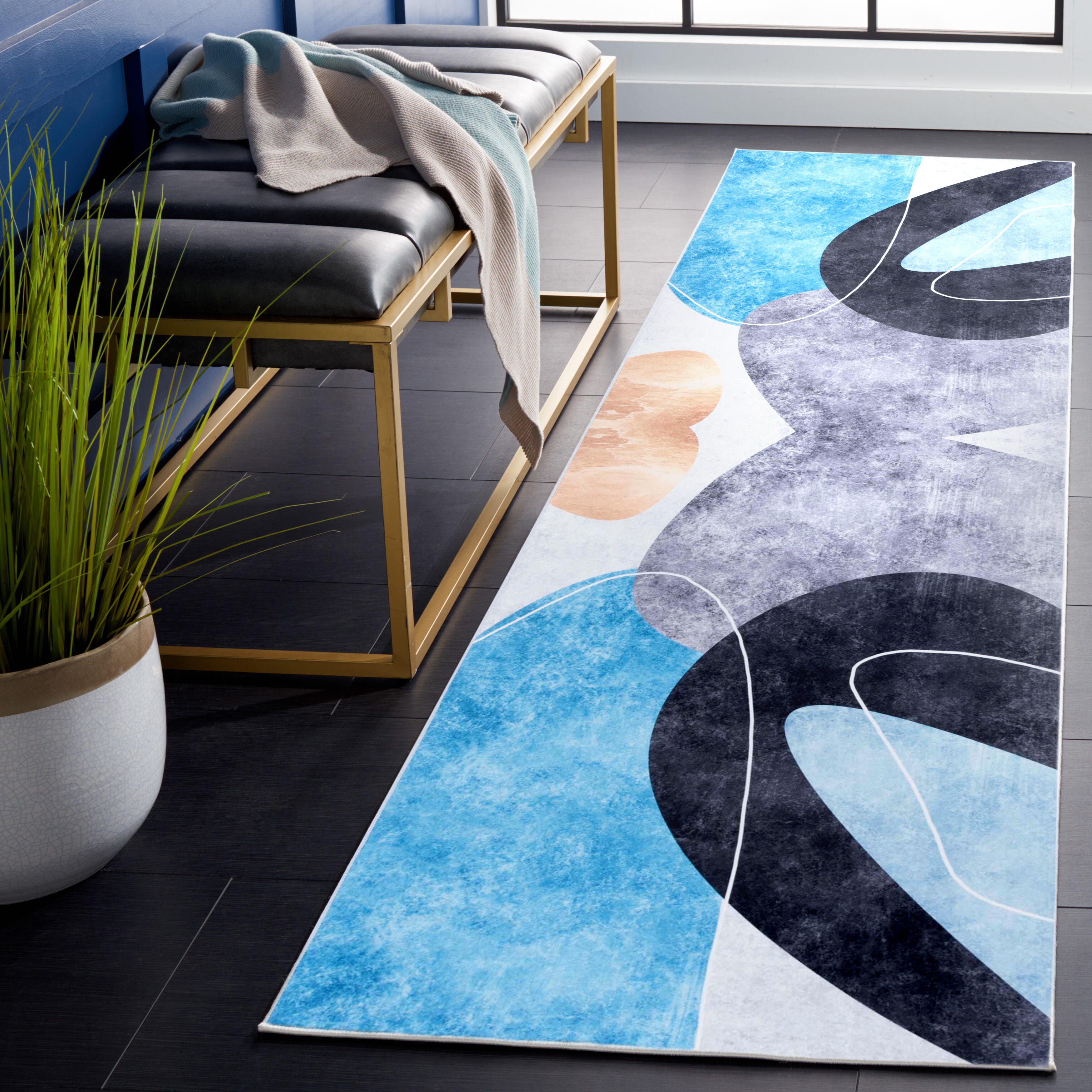 Safavieh Tacoma 2' 6" x 6' Runner Rug, Dark Gray/Turquoise, rollover