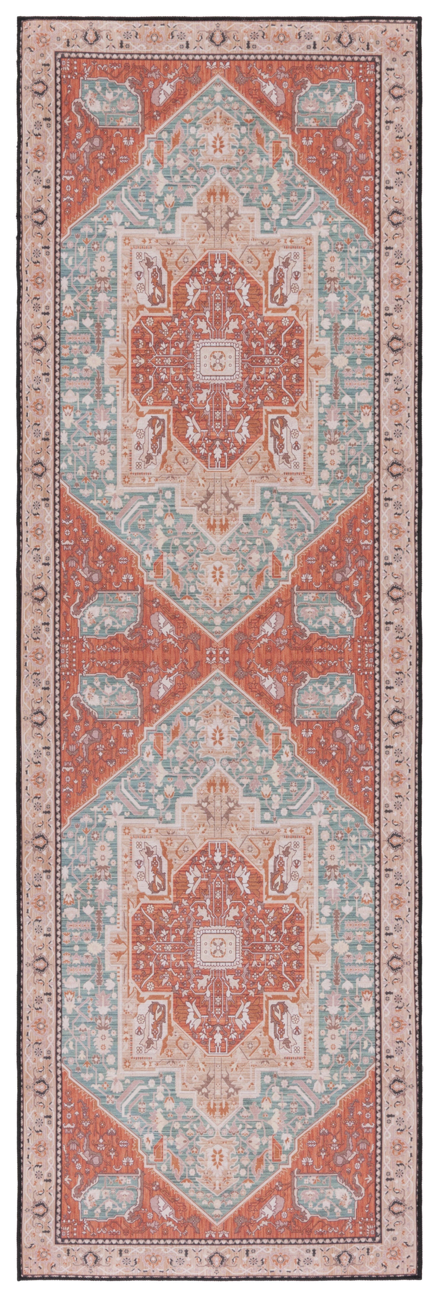 Safavieh Tucson 2' 6" x 6' Runner Rug, Aqua/Rust, large