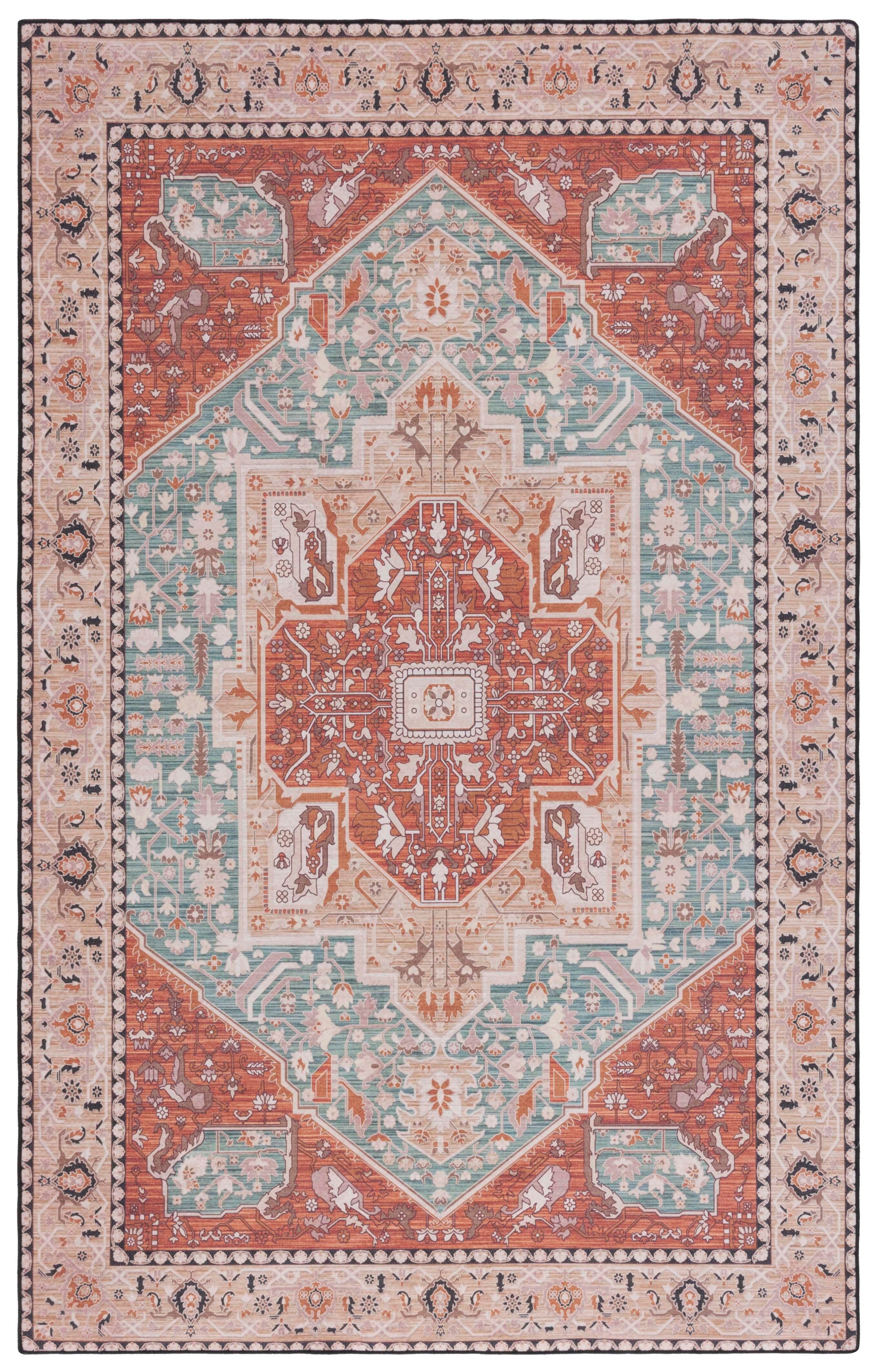 Safavieh Tucson 3' x 5' Area Rug, Aqua/Rust, large