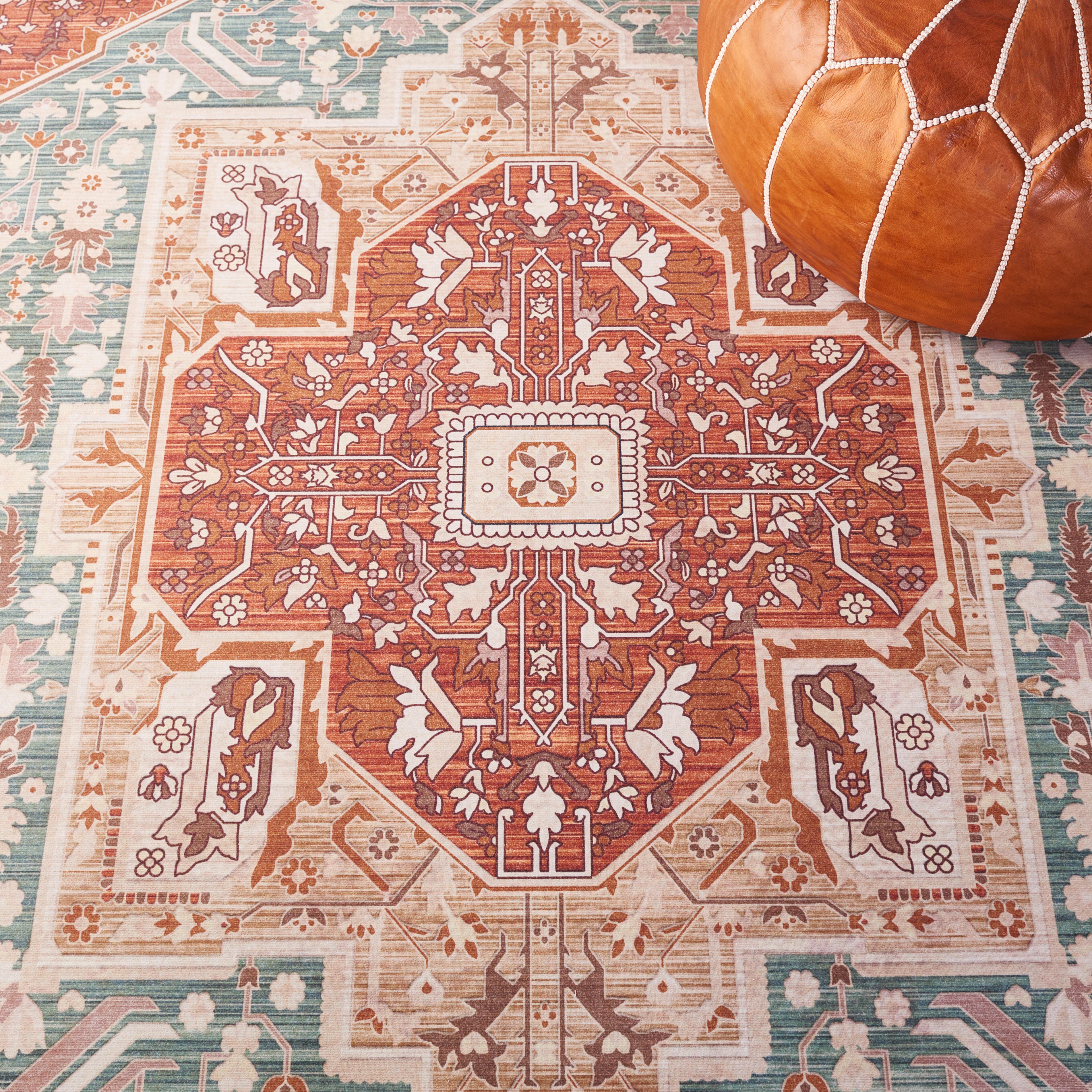 Safavieh Tucson 3' x 5' Area Rug, Aqua/Rust, large