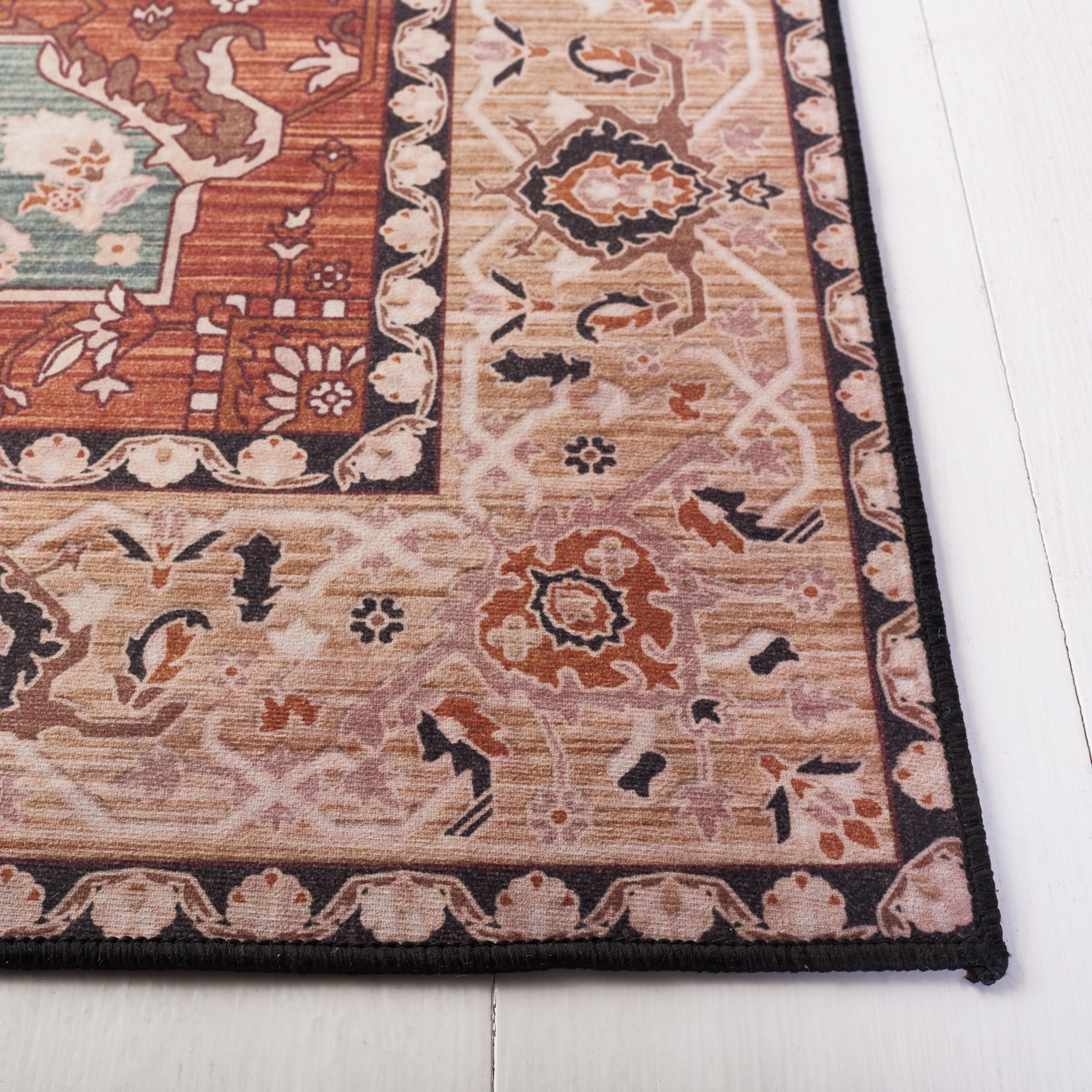 Safavieh Tucson 8' x 8' Round Area Rug, Aqua/Rust, large