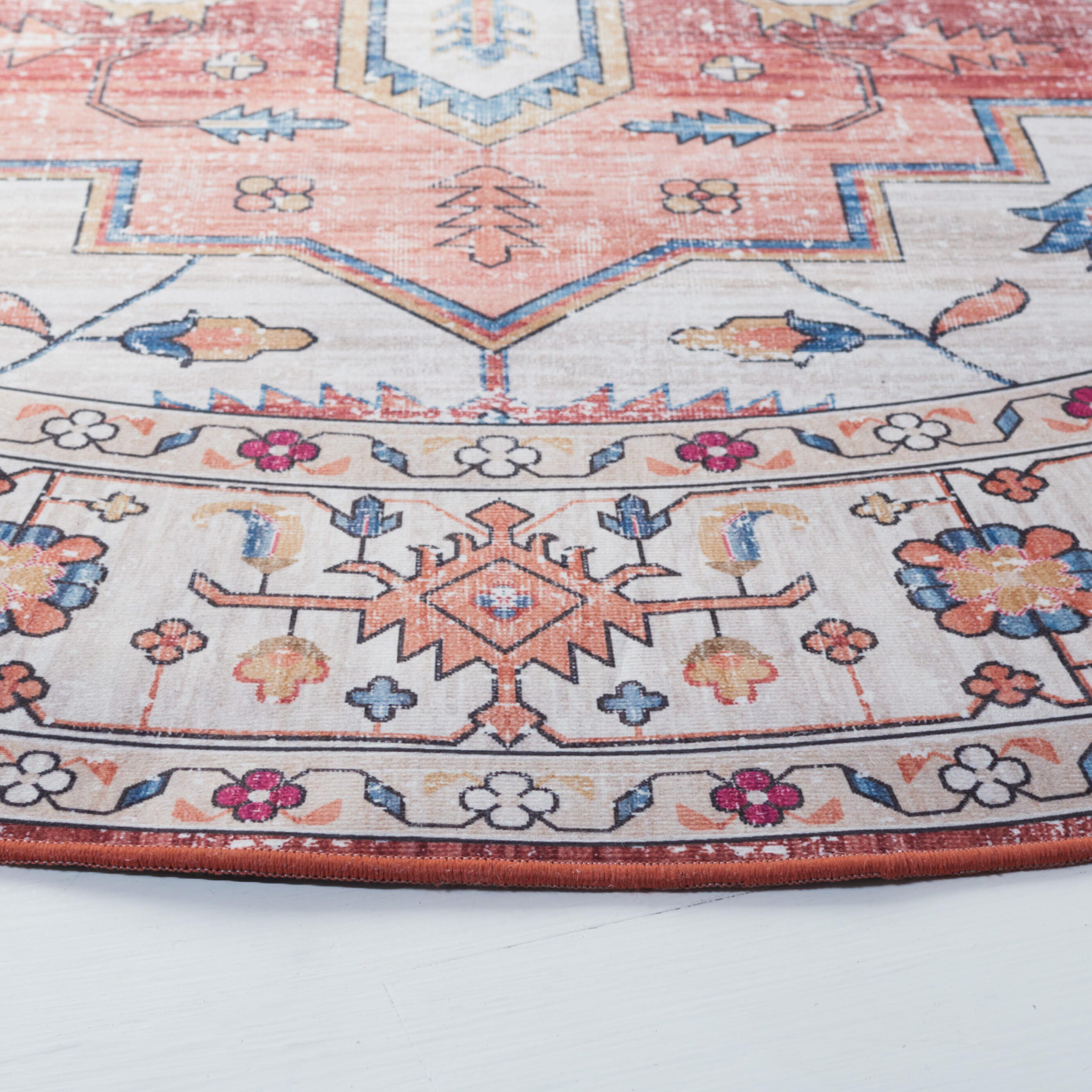 Safavieh Tucson 4' x 4' Round Area Rug, Beige/Blue, large