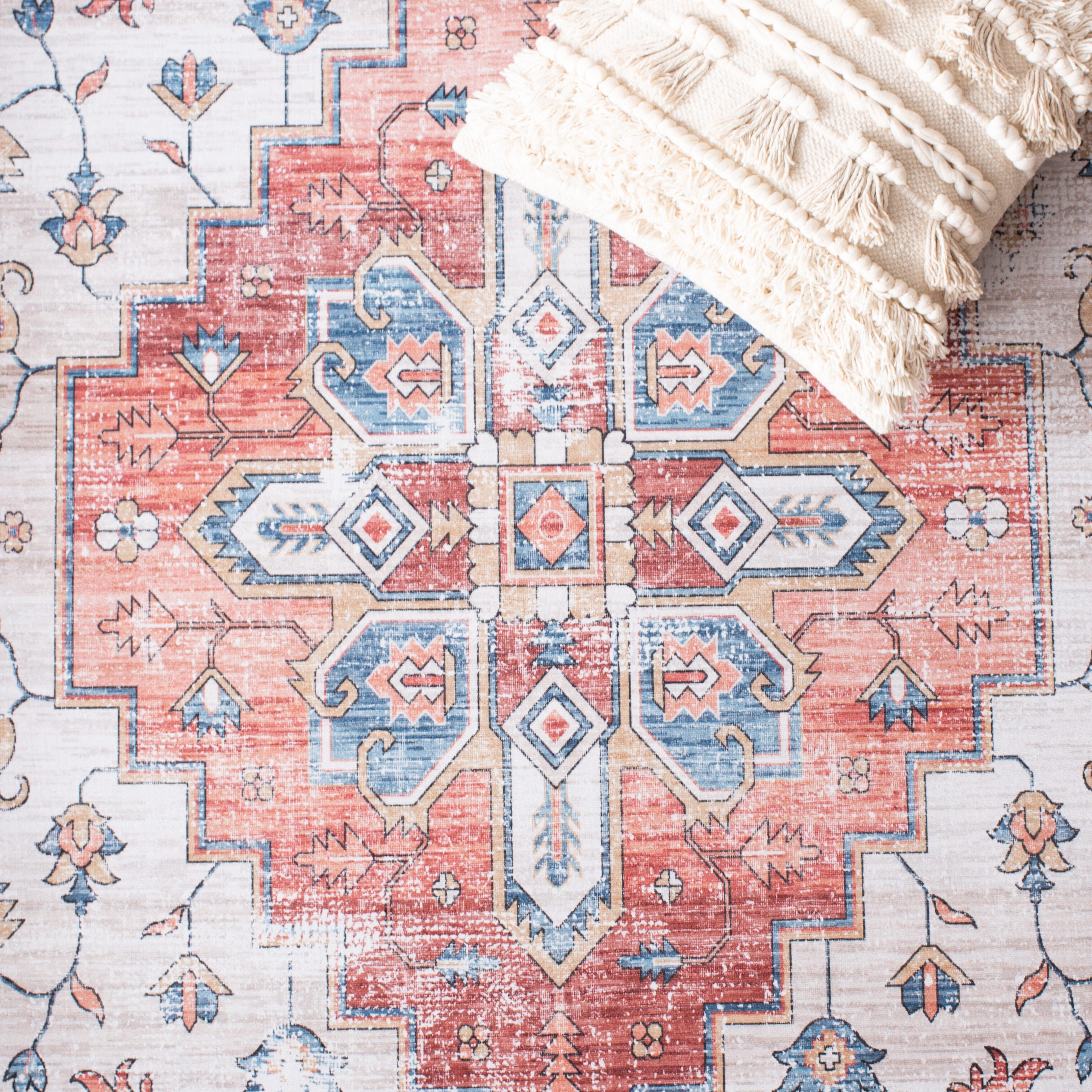 Safavieh Tucson 2' 6" x 16' Runner Rug, Beige/Blue, large