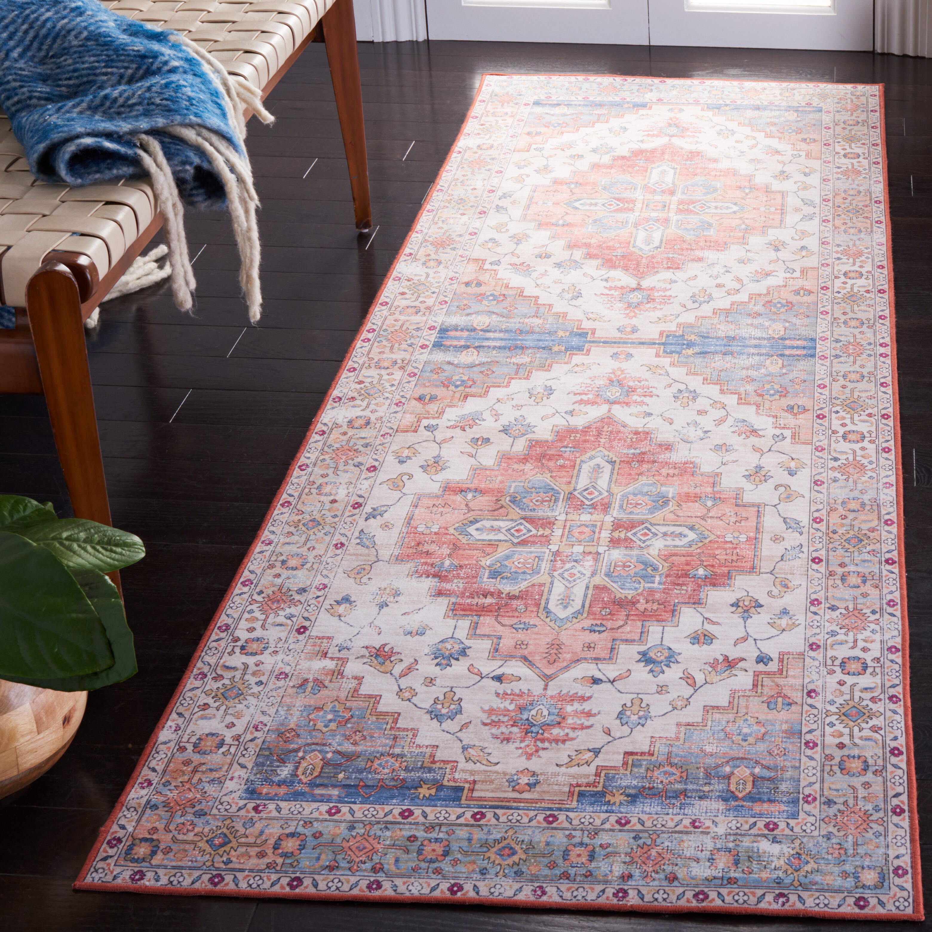 Safavieh Tucson 2' 6" x 18' Runner Rug, Beige/Blue, rollover