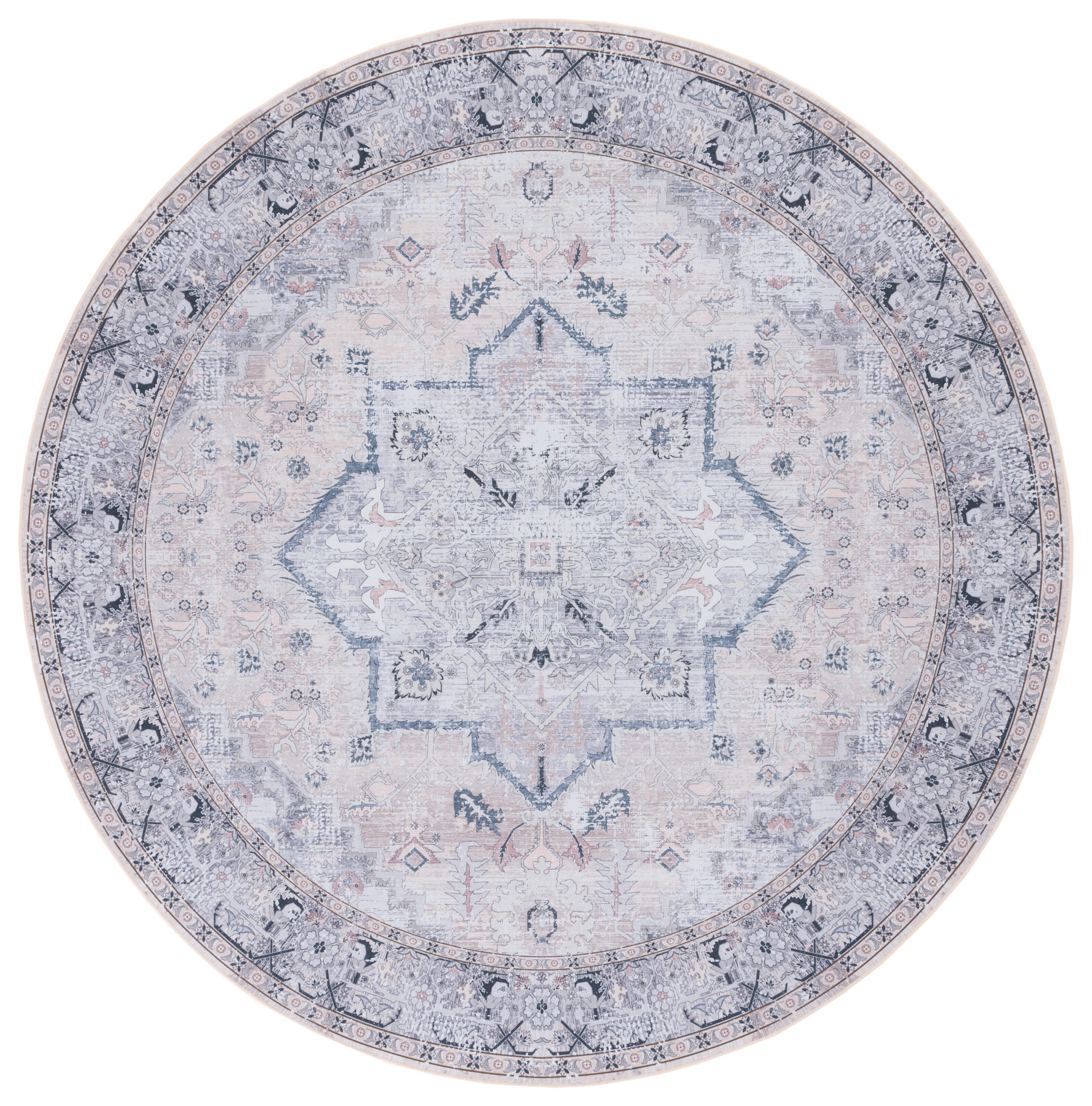 Safavieh Tucson 6' x 6' Round Area Rug, Beige/Gray, large