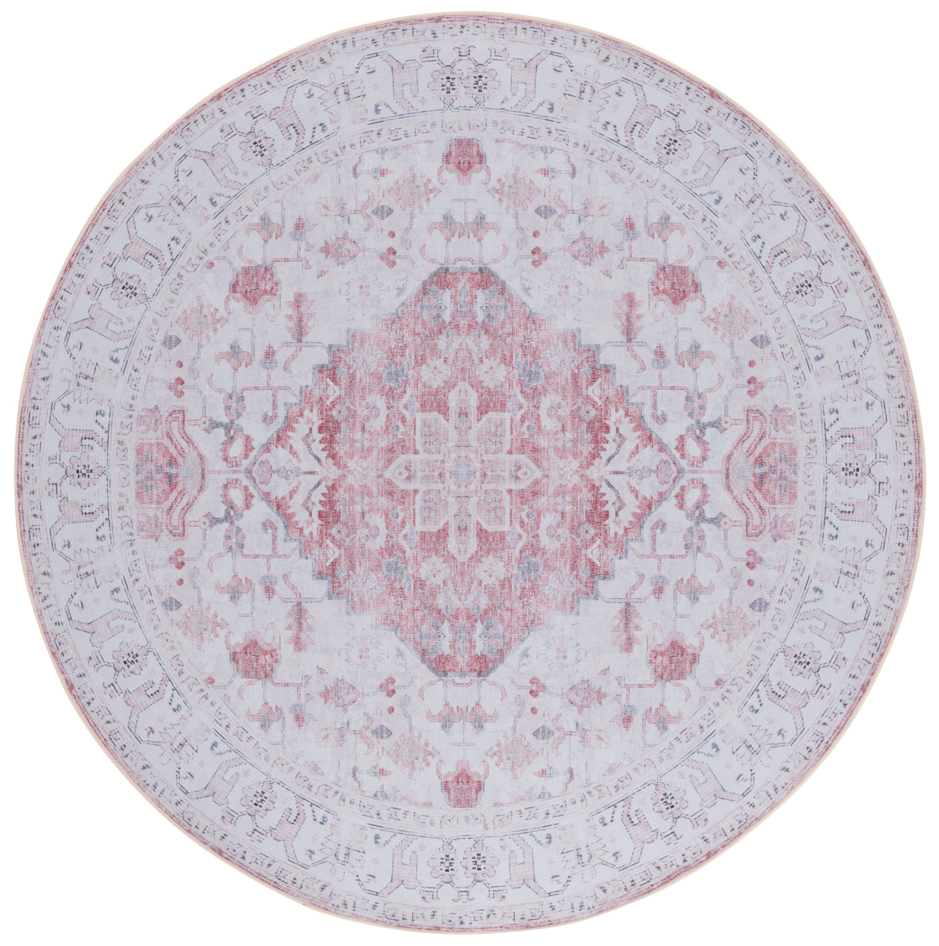 Safavieh Tucson 6' x 6' Round Area Rug, Beige/Rust, large