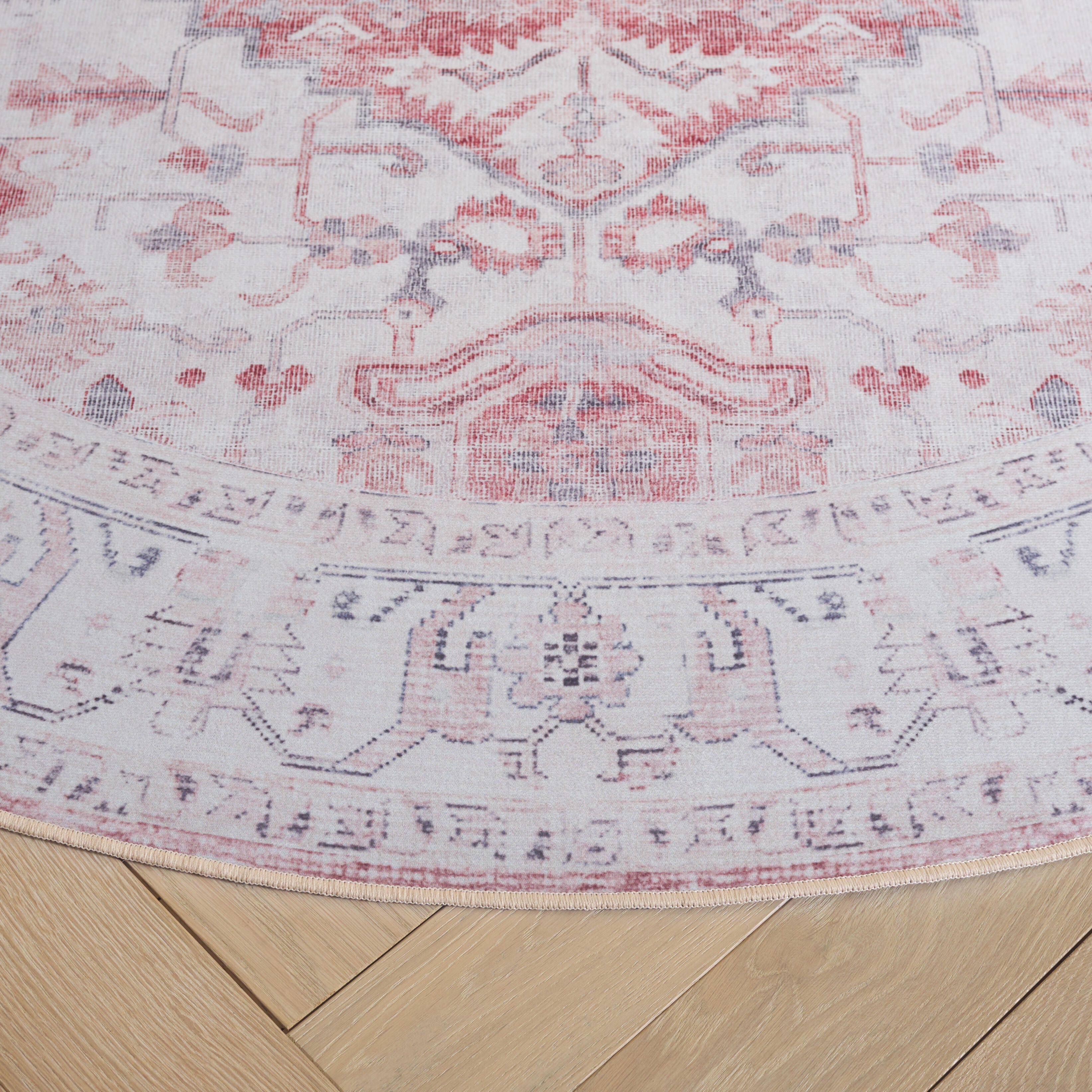 Safavieh Tucson 6' x 6' Round Area Rug, Beige/Rust, large