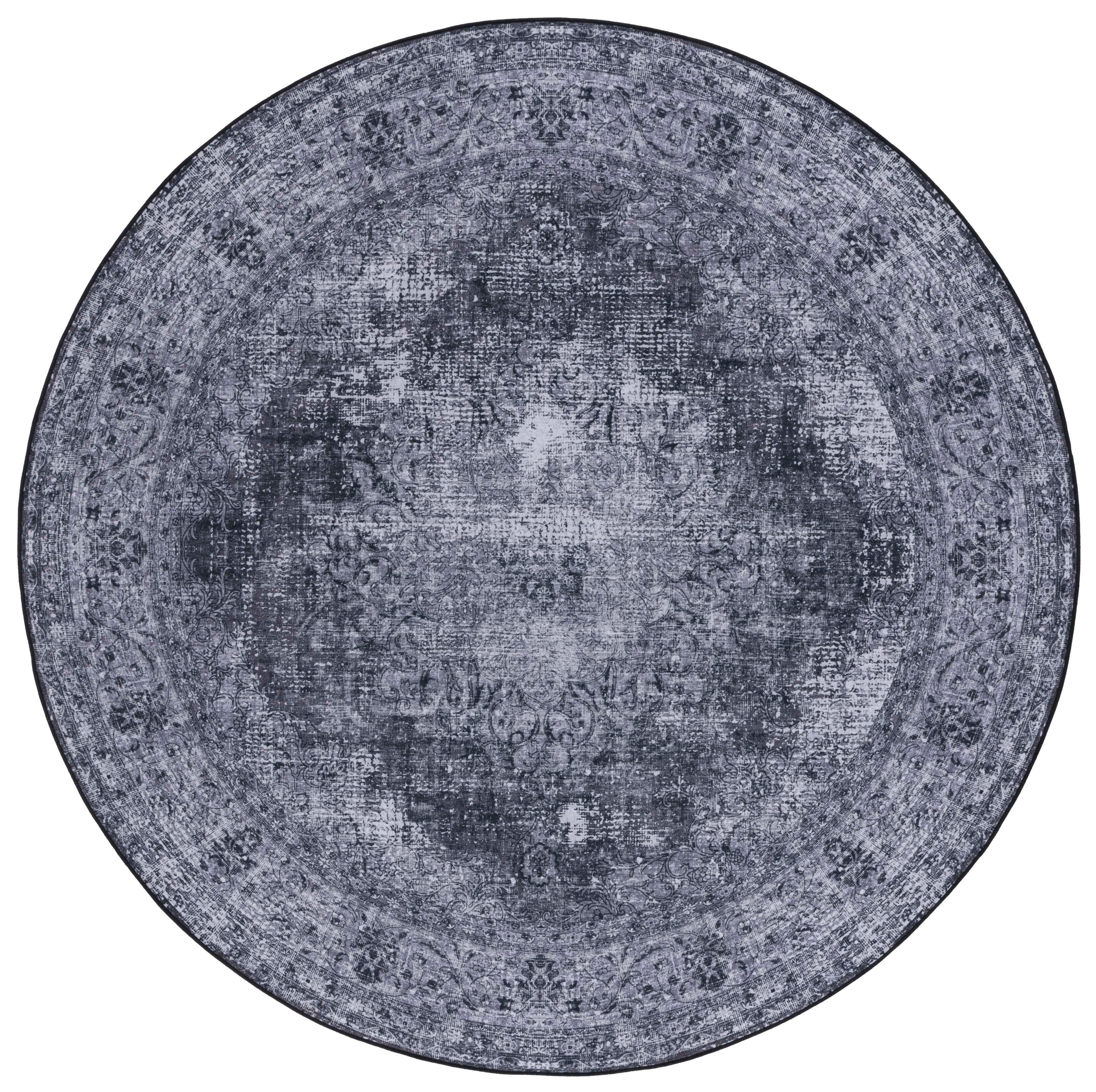 Safavieh Tucson 4' x 4' Round Area Rug, Black/Gray, large