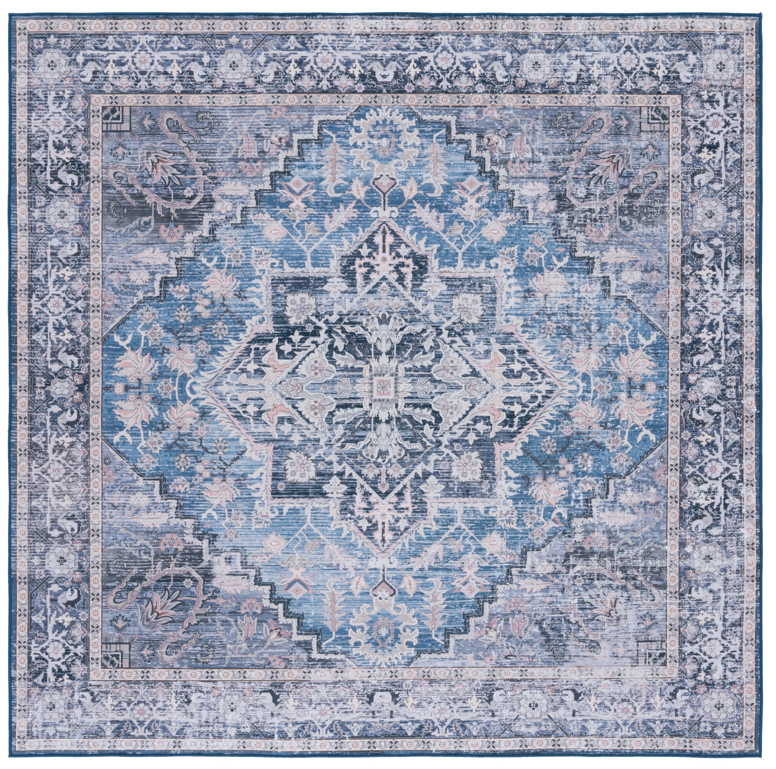 Safavieh Tucson 6' x 6' Square Area Rug, Blue/Charcoal, large