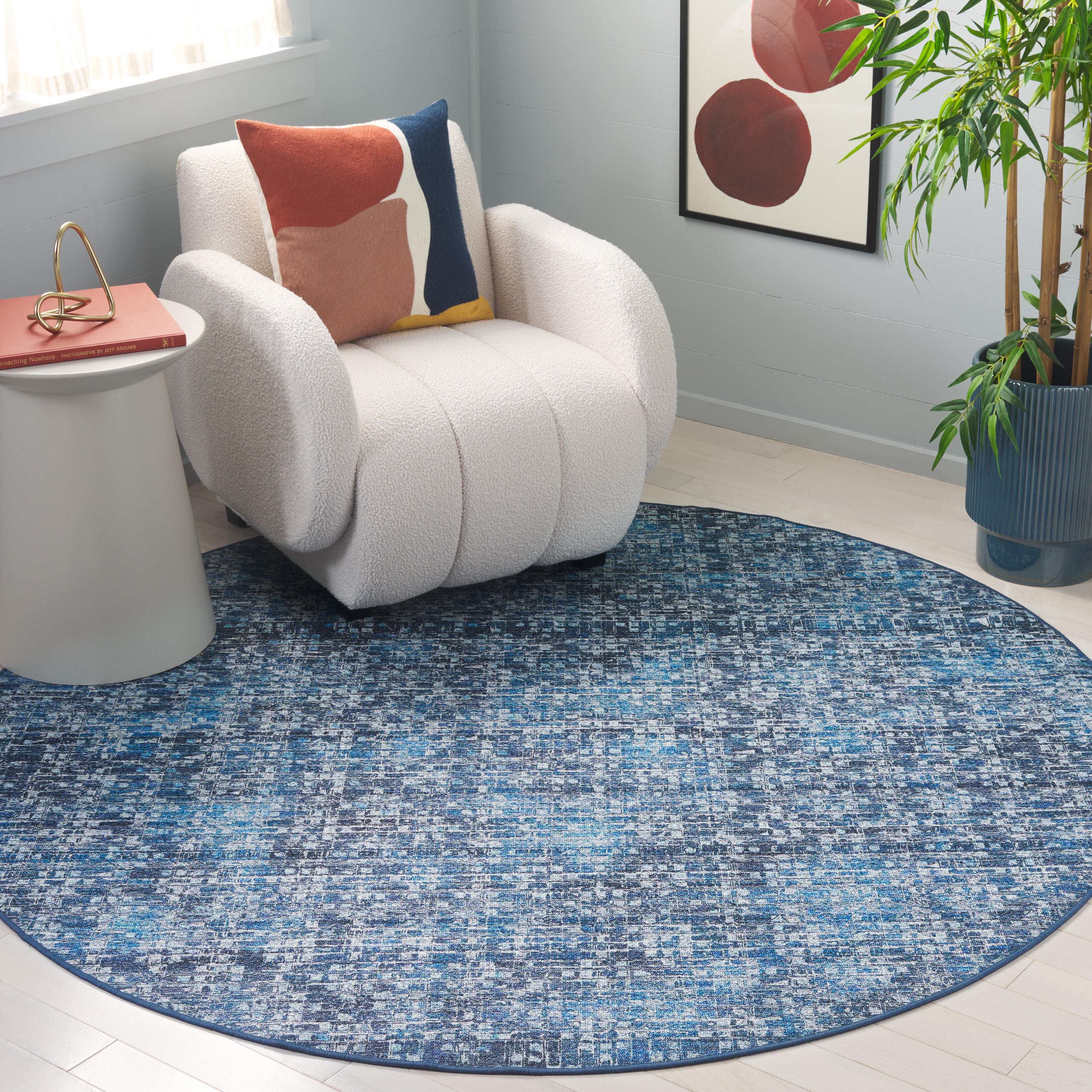 Safavieh Tucson 6' x 6' Round Area Rug, Blue/Gray, rollover