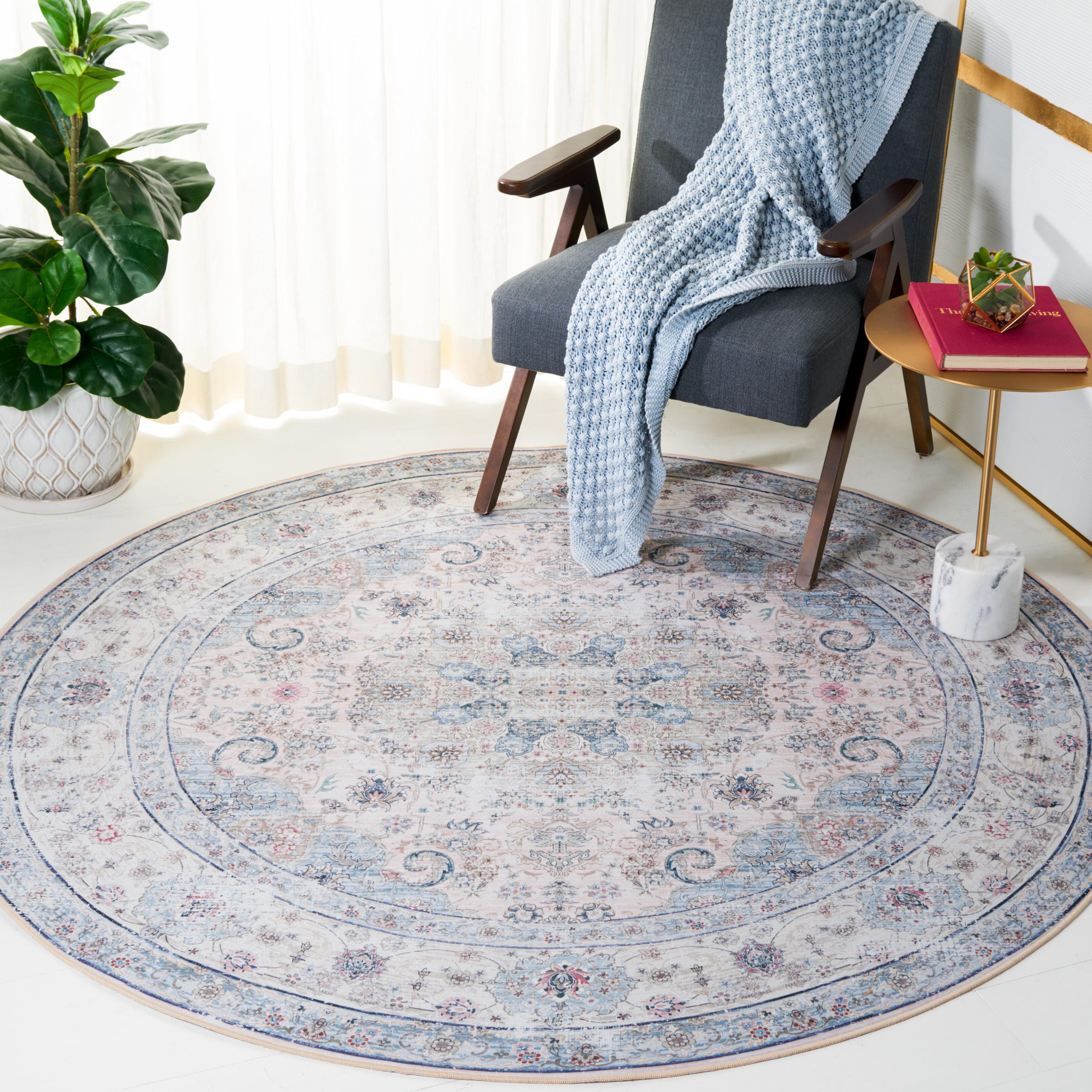 Safavieh Tucson 4' x 4' Round Area Rug, Blue/Red, rollover