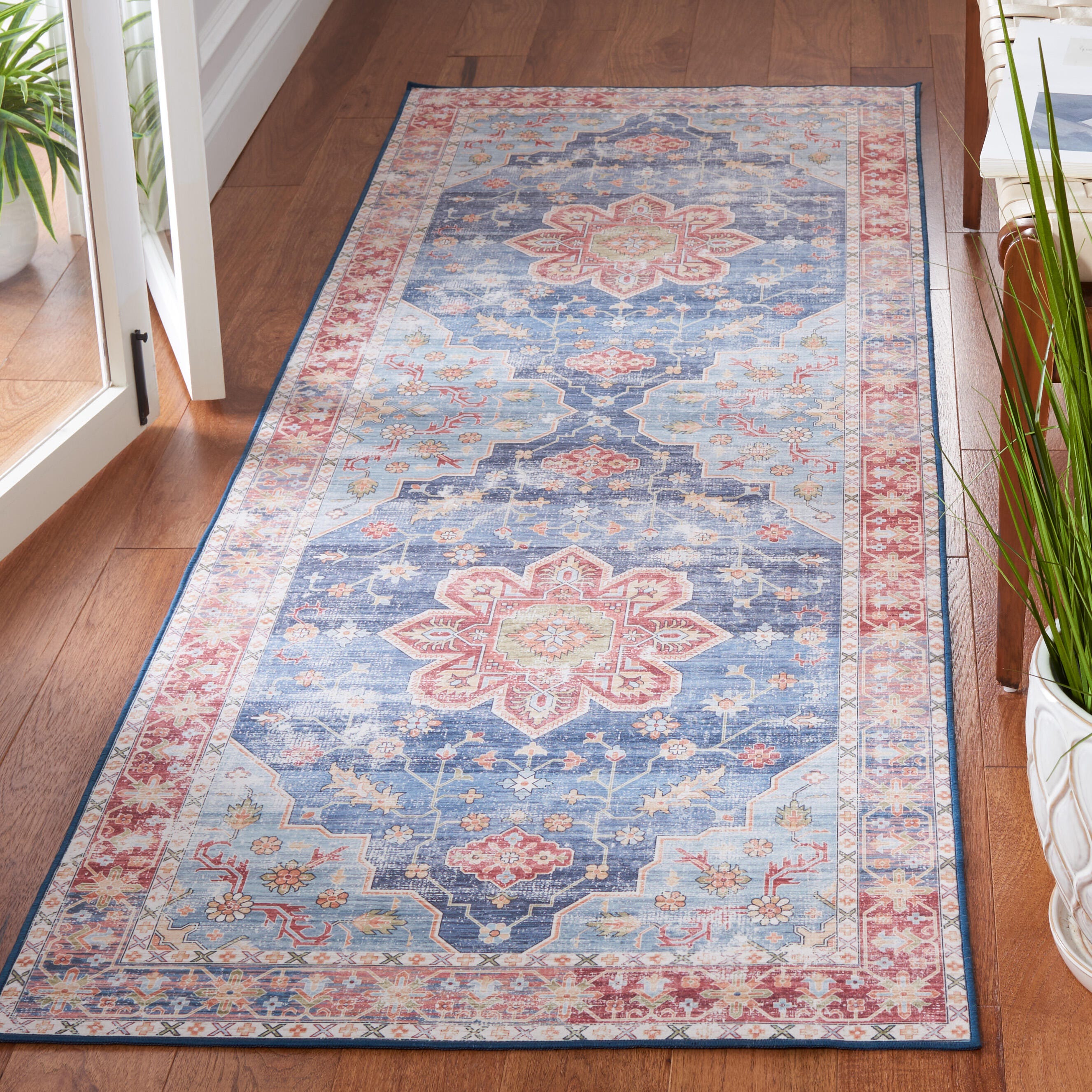 Safavieh Tucson 2' 6" x 10' Runner Rug, Blue/Rust, rollover