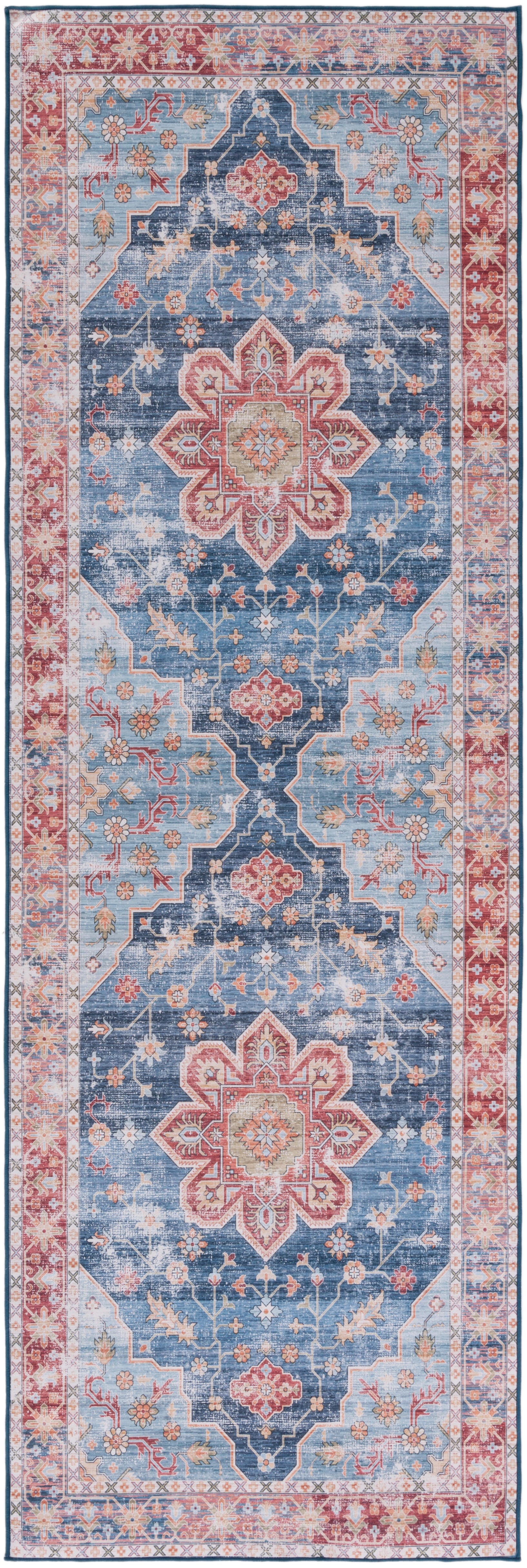 Safavieh Tucson 2' 6" x 10' Runner Rug, Blue/Rust, large