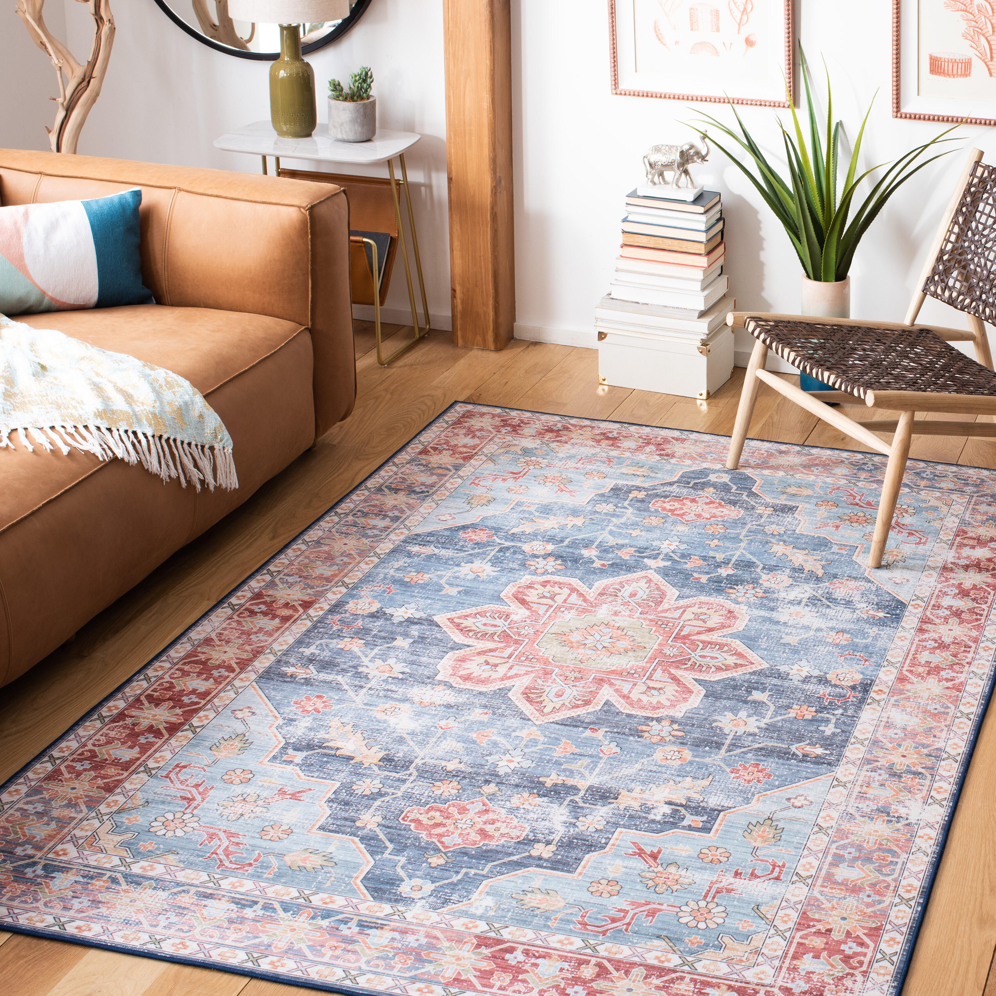 Safavieh Tucson 3' x 5' Area Rug, Blue/Rust, rollover