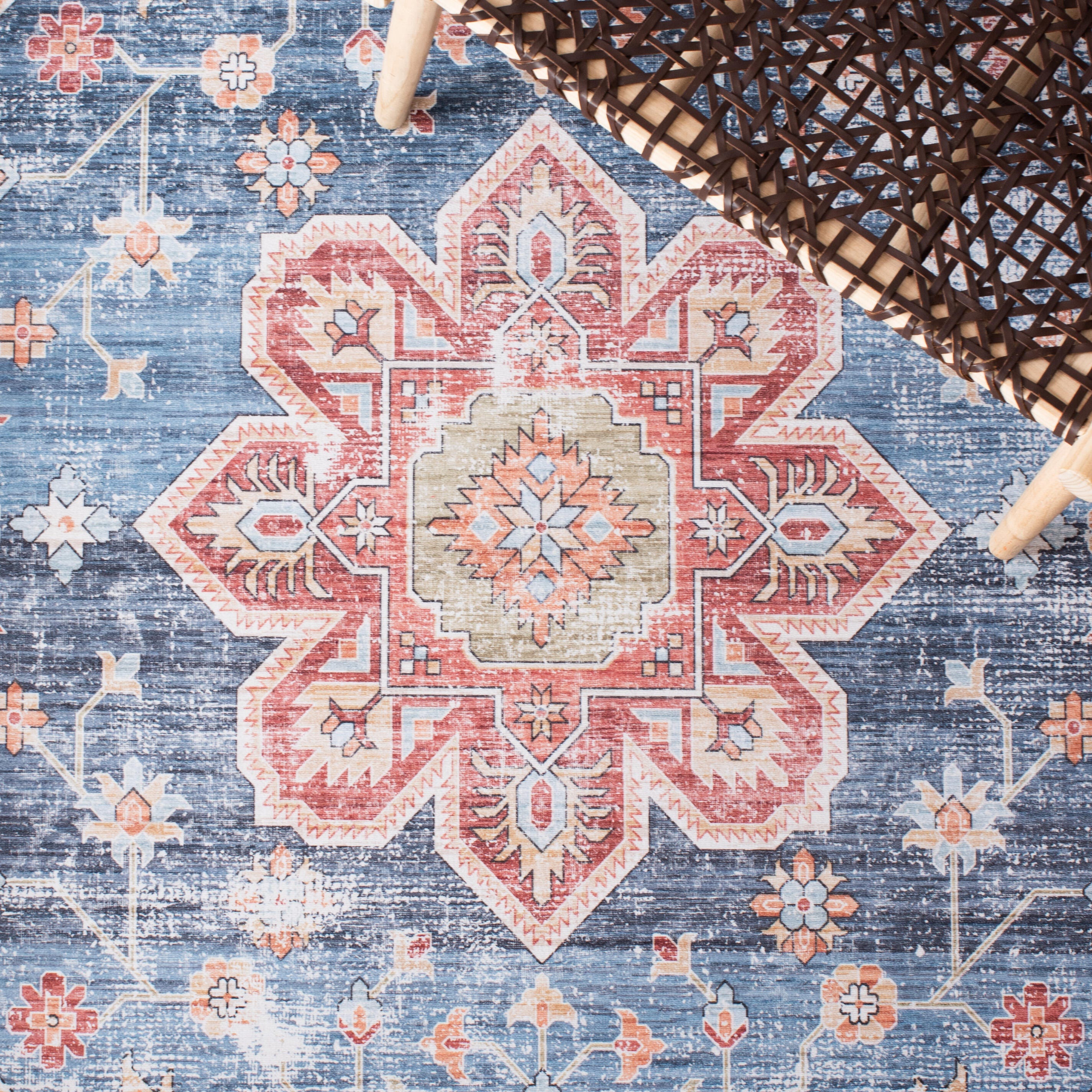 Safavieh Tucson 2' 6" x 16' Runner Rug, Blue/Rust, large