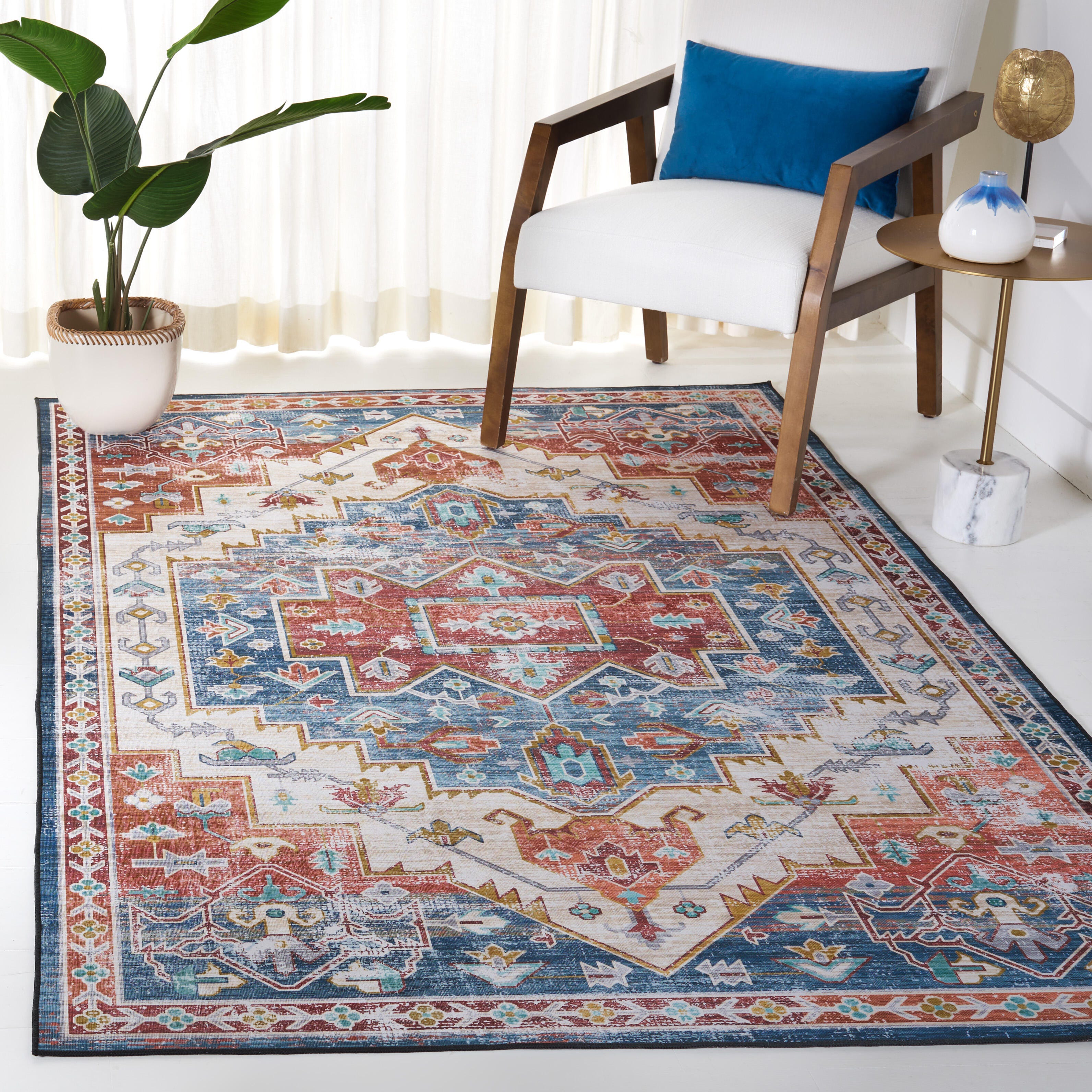 Safavieh Tucson 6' x 9' Area Rug, Blue/Rust, rollover