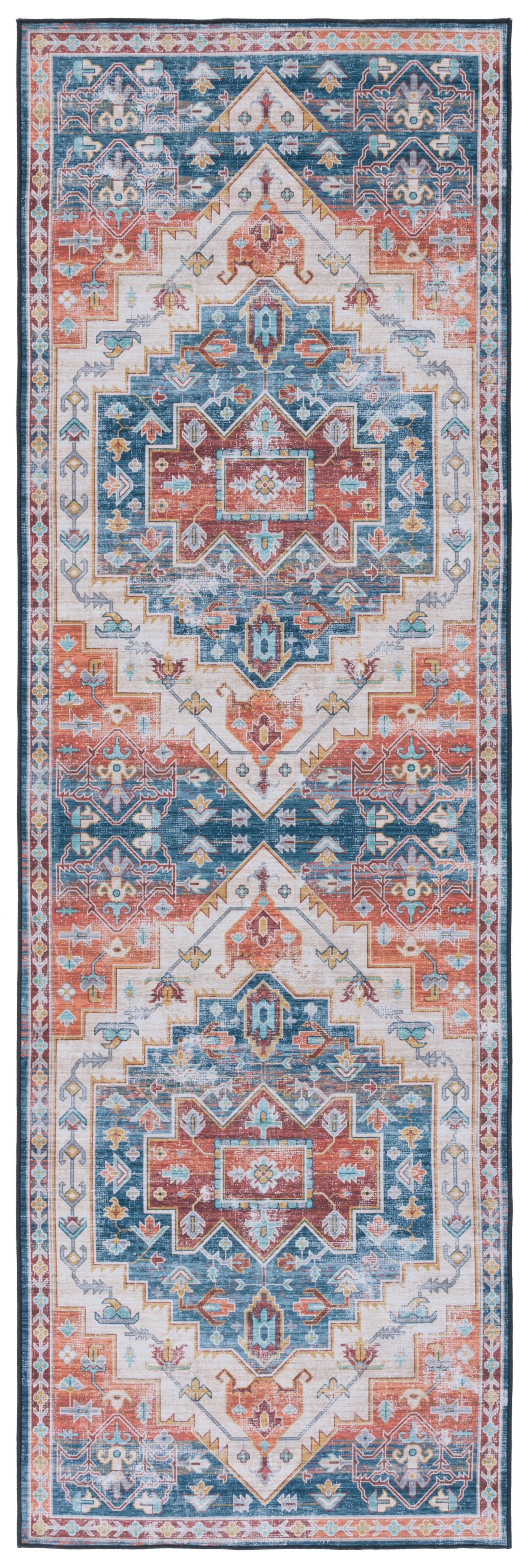 Safavieh Tucson 2' 6" x 8' Runner Rug, Blue/Rust, large