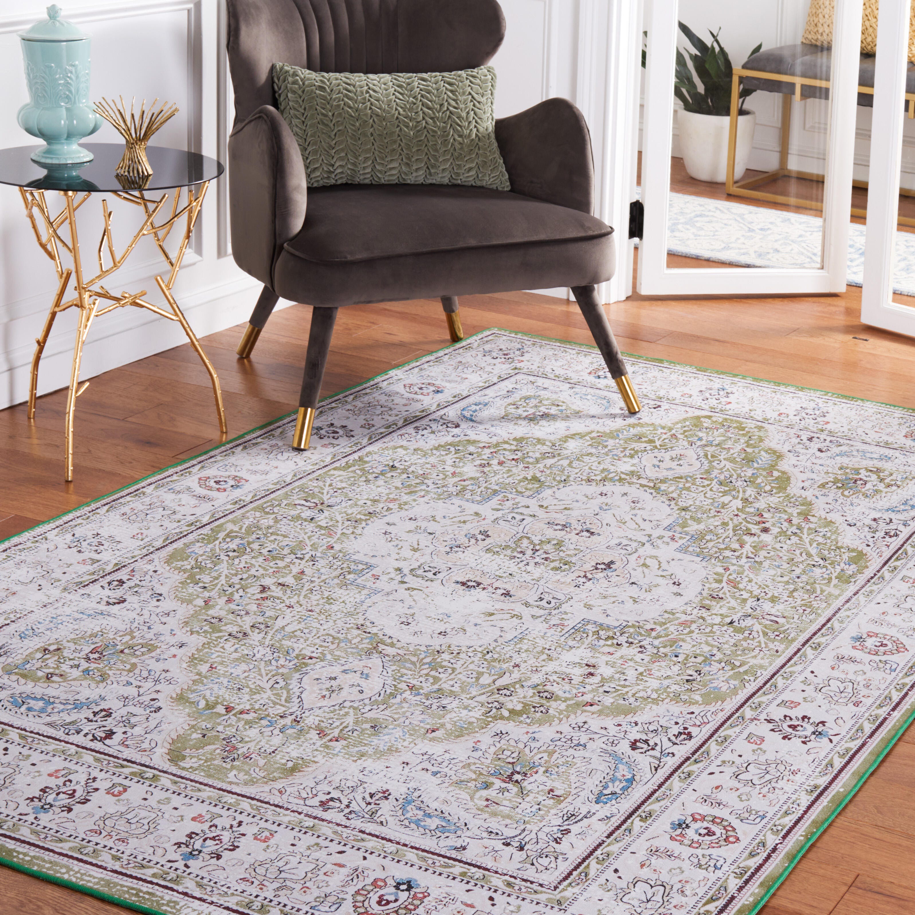 Safavieh Tucson 2' 6" x 4' Area Rug, Green/Beige, rollover