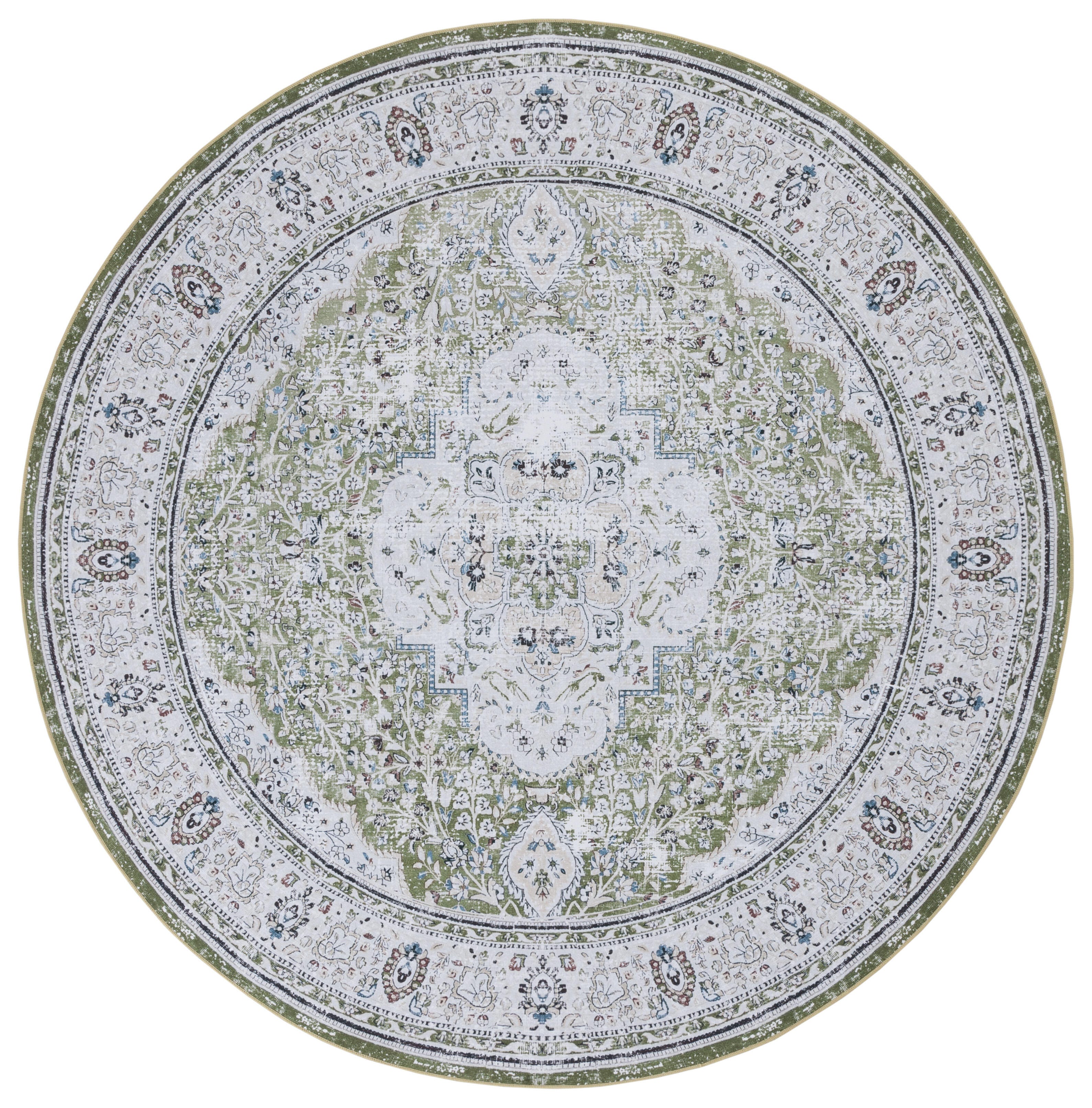 Safavieh Tucson 4' x 4' Round Area Rug, Green/Beige, large