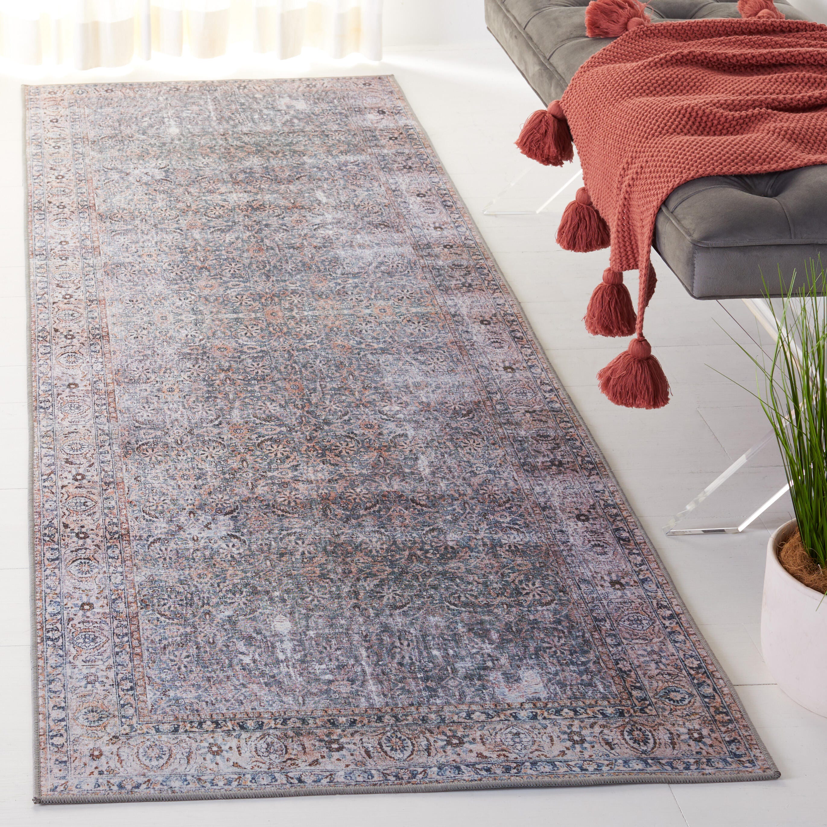 Safavieh Tucson 2' 6" x 8' Runner Rug, Green Blue/Beige, rollover