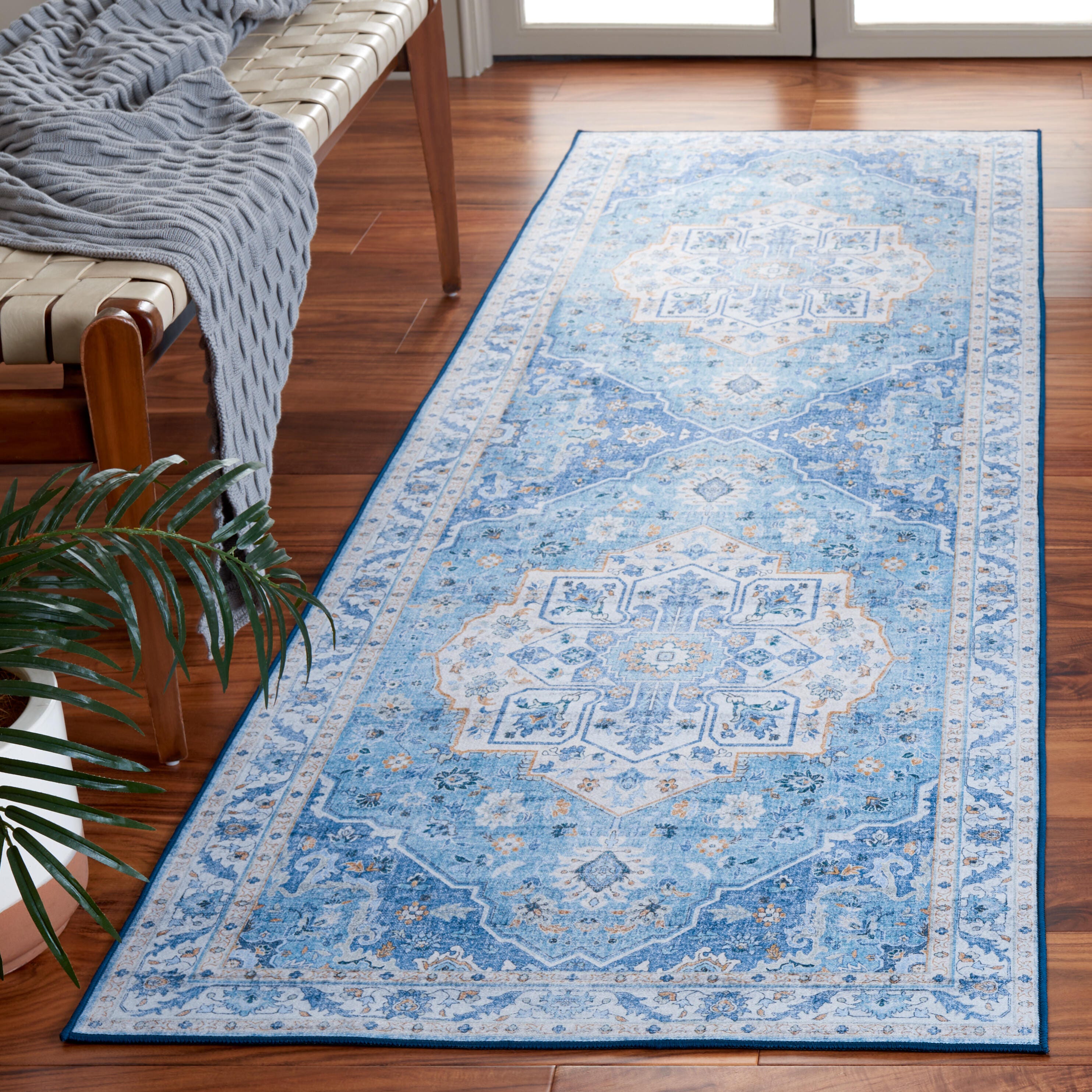 Safavieh Tucson 2' 6" x 12' Runner Rug, Light Blue/Blue, rollover