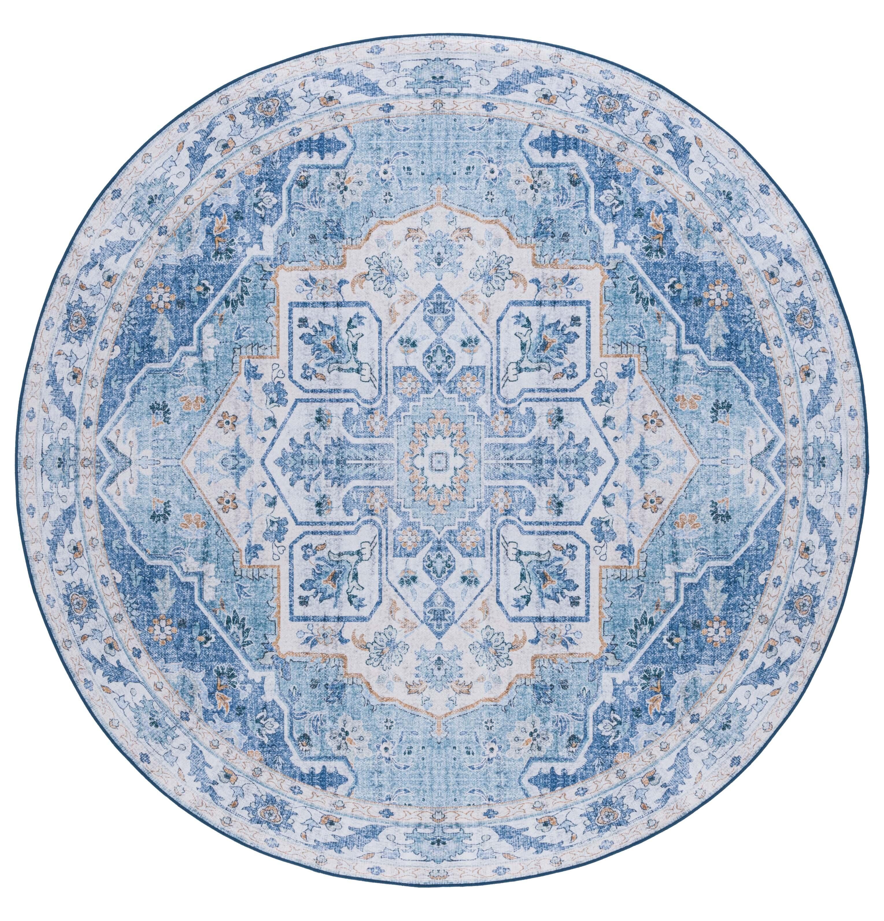Safavieh Tucson 4' x 4' Round Area Rug, Light Blue/Blue, large