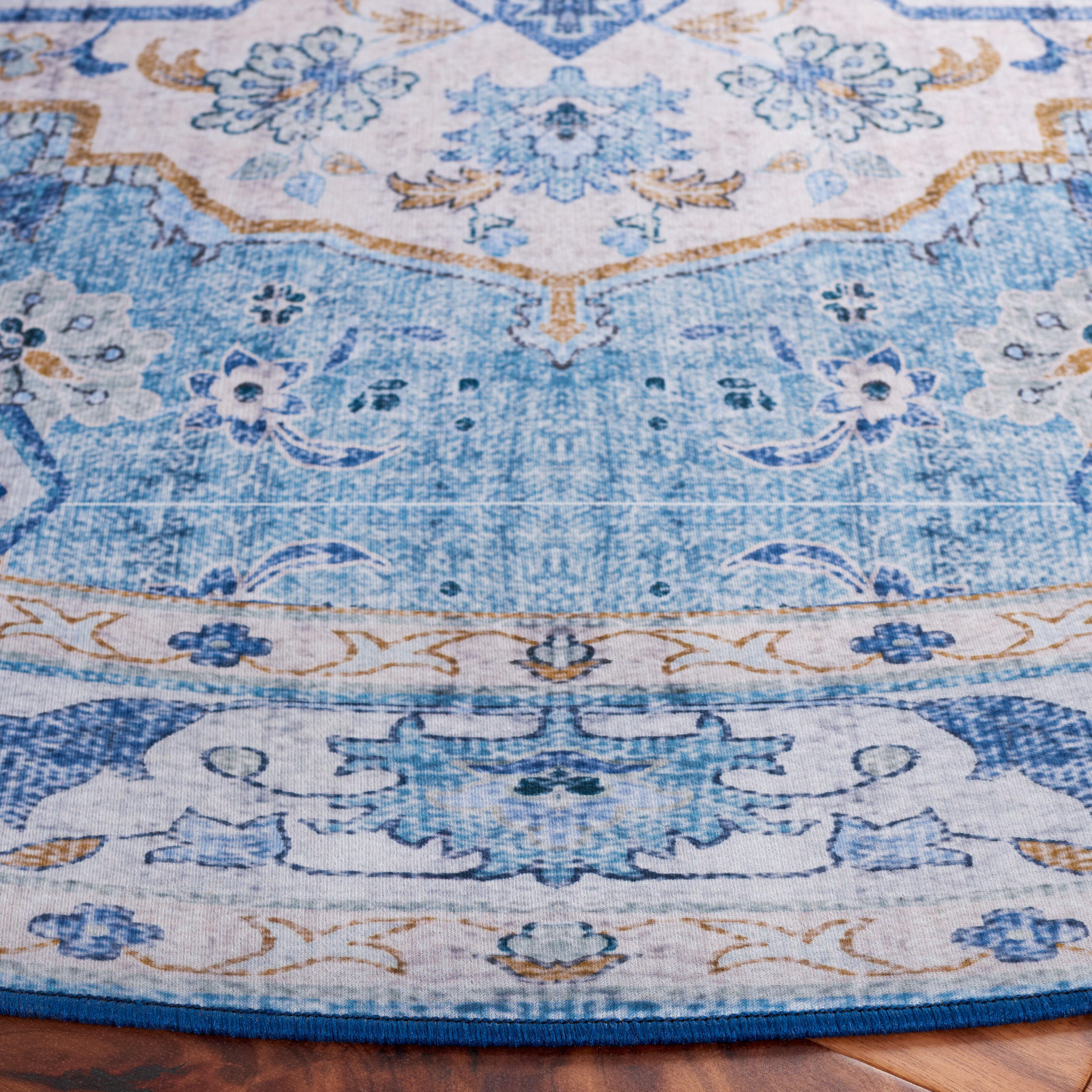 Safavieh Tucson 6' x 6' Round Area Rug, Light Blue/Blue, large