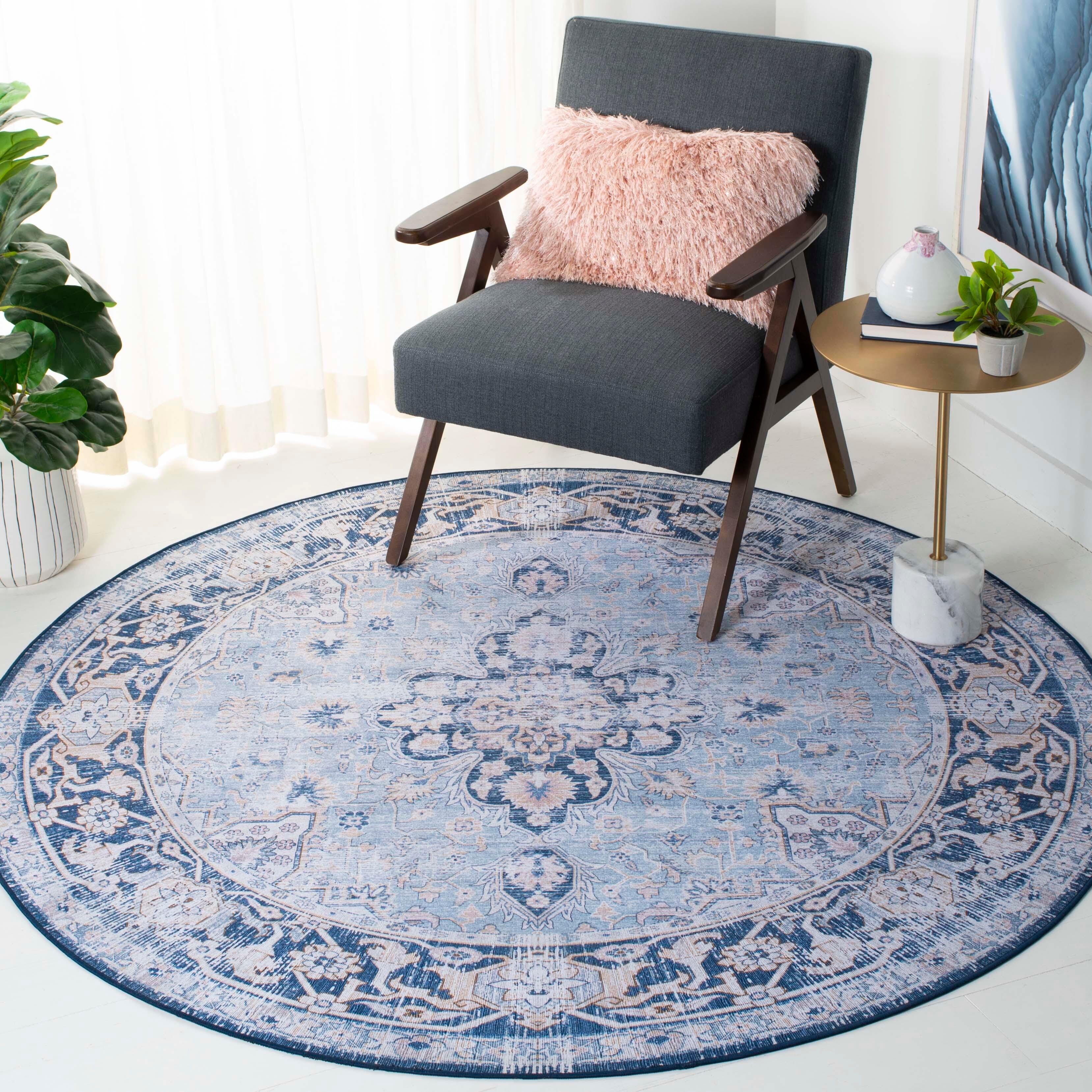 Safavieh Tucson 6' x 6' Round Area Rug, Light Blue/Navy, rollover