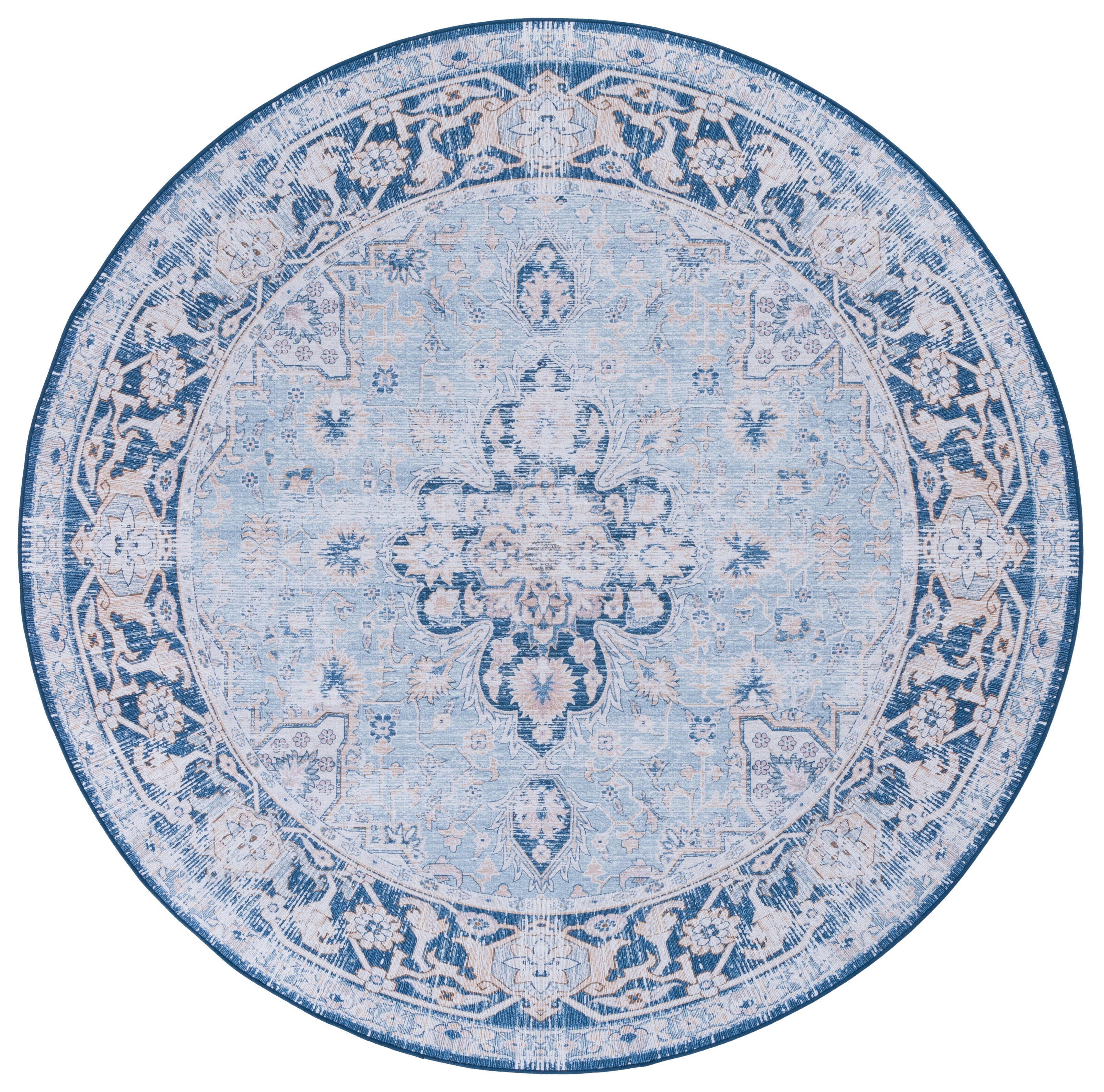 Safavieh Tucson 6' x 6' Round Area Rug, Light Blue/Navy, large