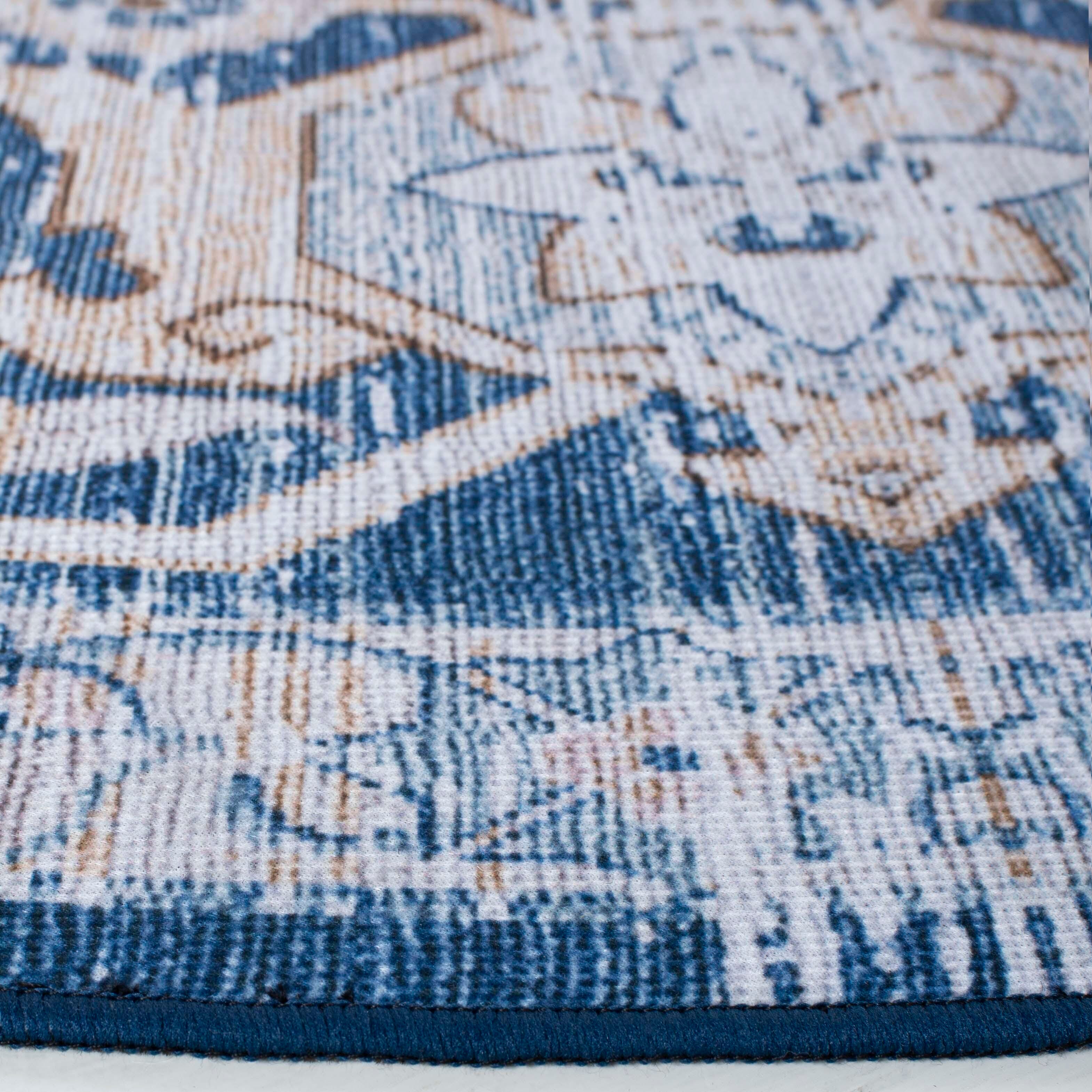 Safavieh Tucson 6' x 6' Round Area Rug, Light Blue/Navy, large