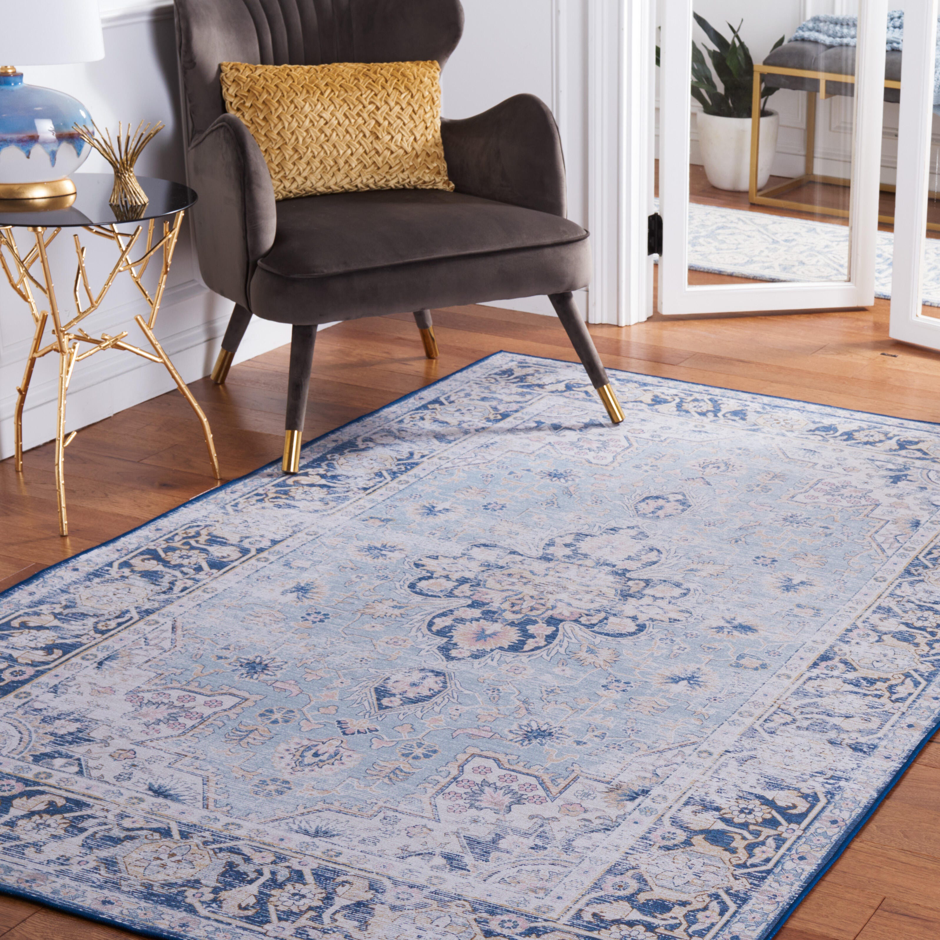 Safavieh Tucson 2' 6" x 4' Area Rug, Light Blue/Navy, rollover