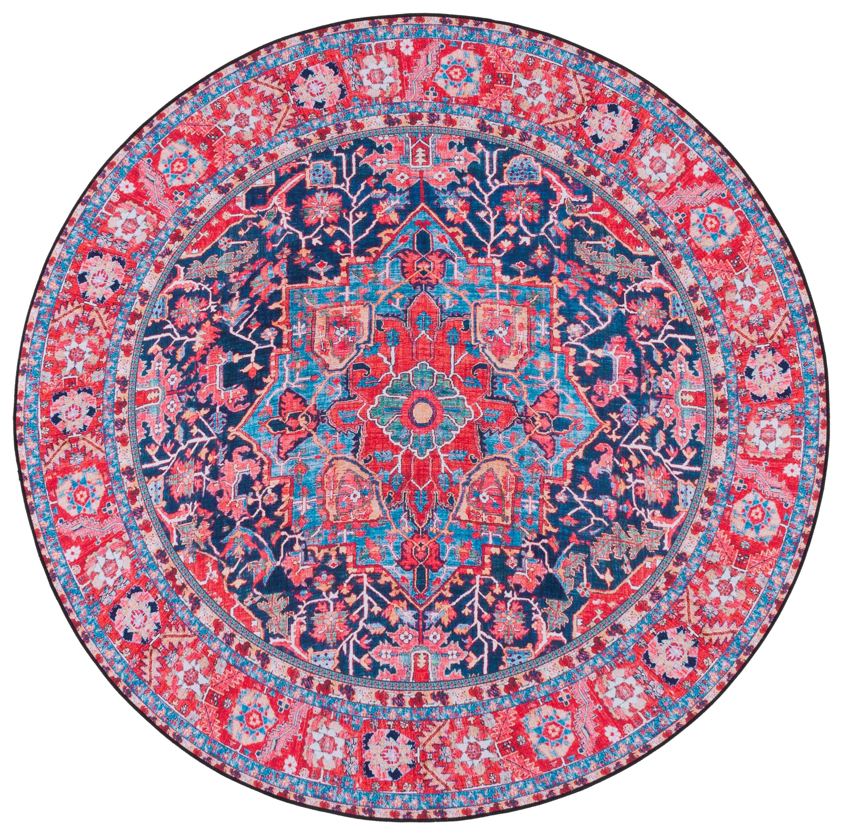 Safavieh Tucson 6' x 6' Round Area Rug, Navy/Red, large