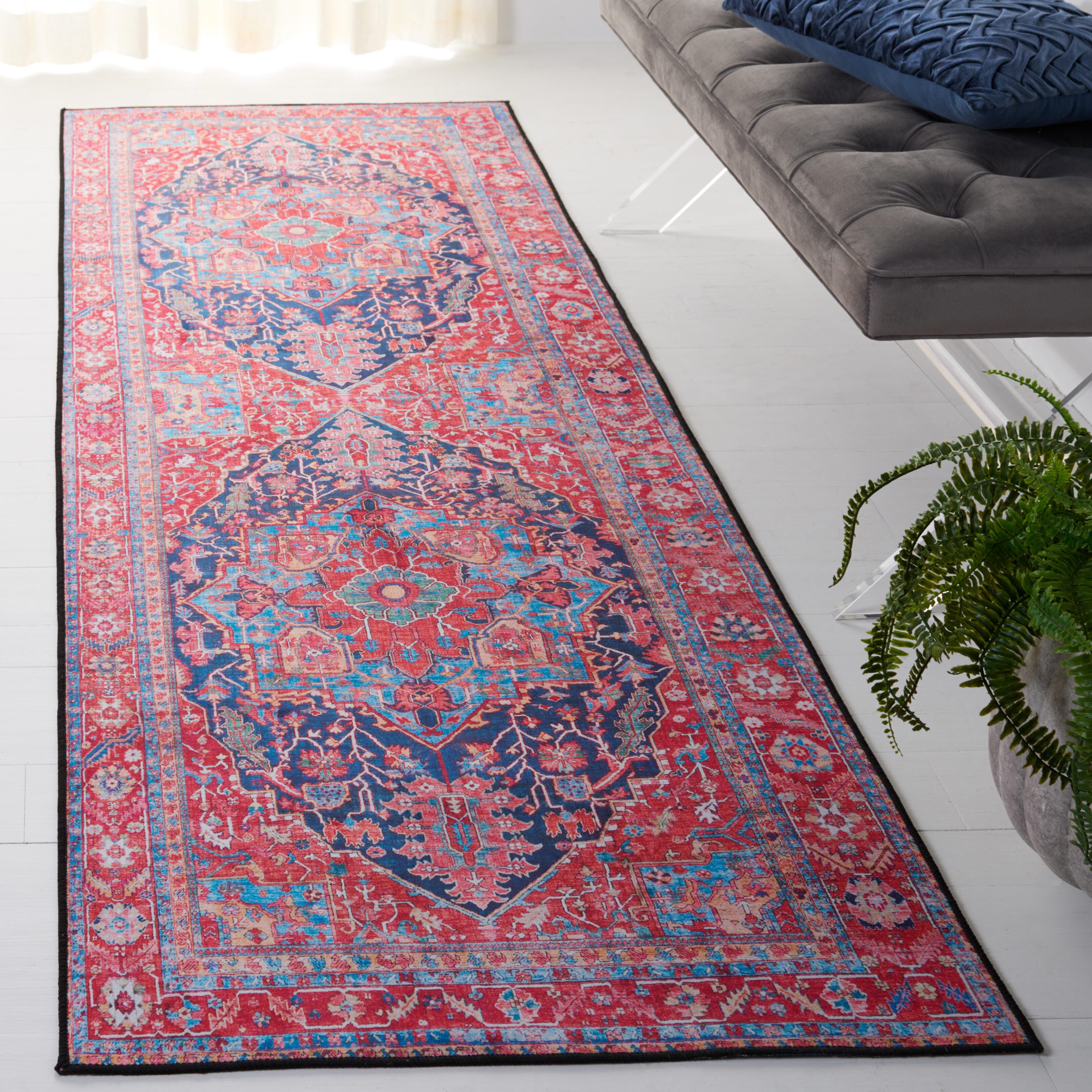 Safavieh Tucson 2' 6" x 8' Runner Rug, Navy/Red, rollover