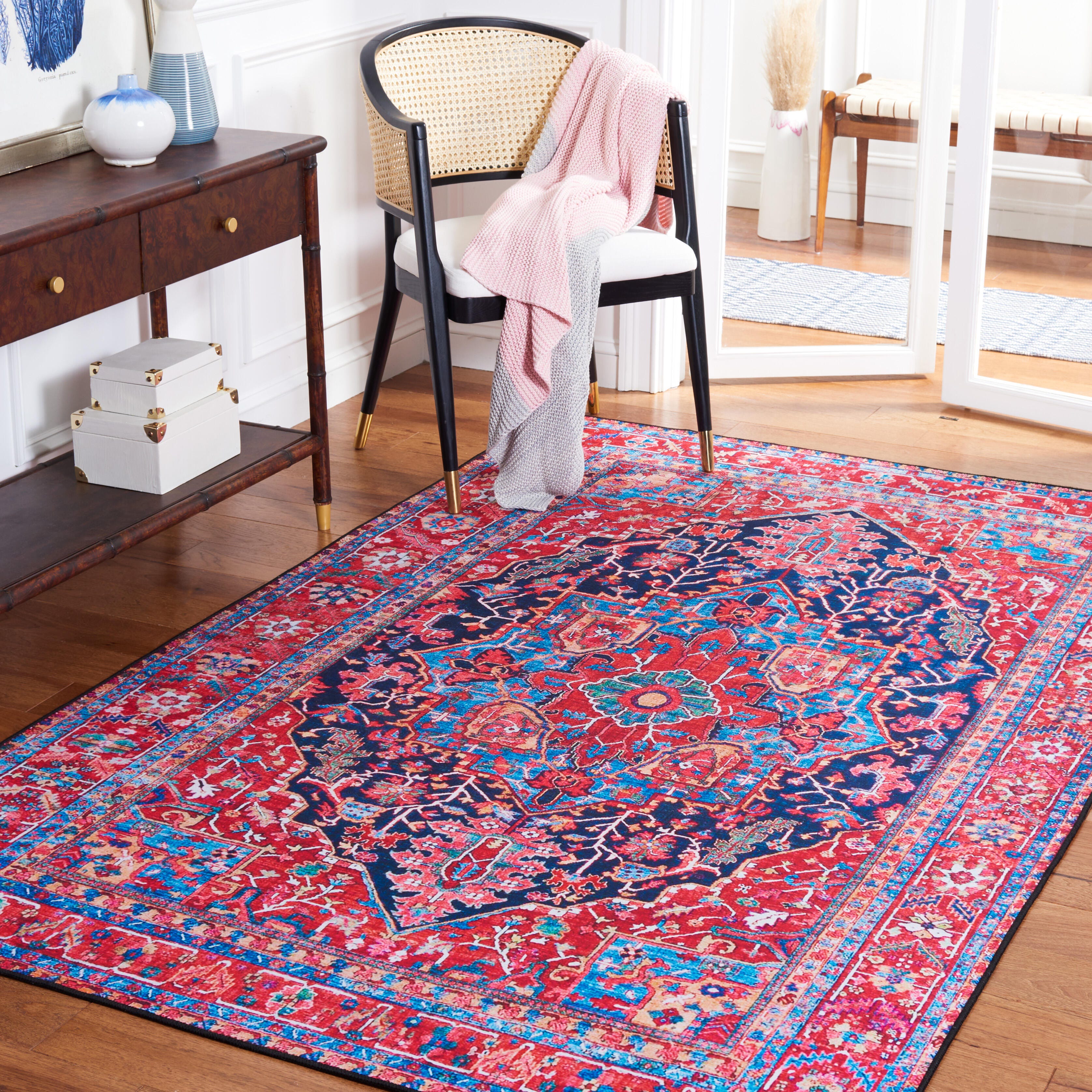 Safavieh Tucson 8' x 8' Square Area Rug, Navy/Red, rollover