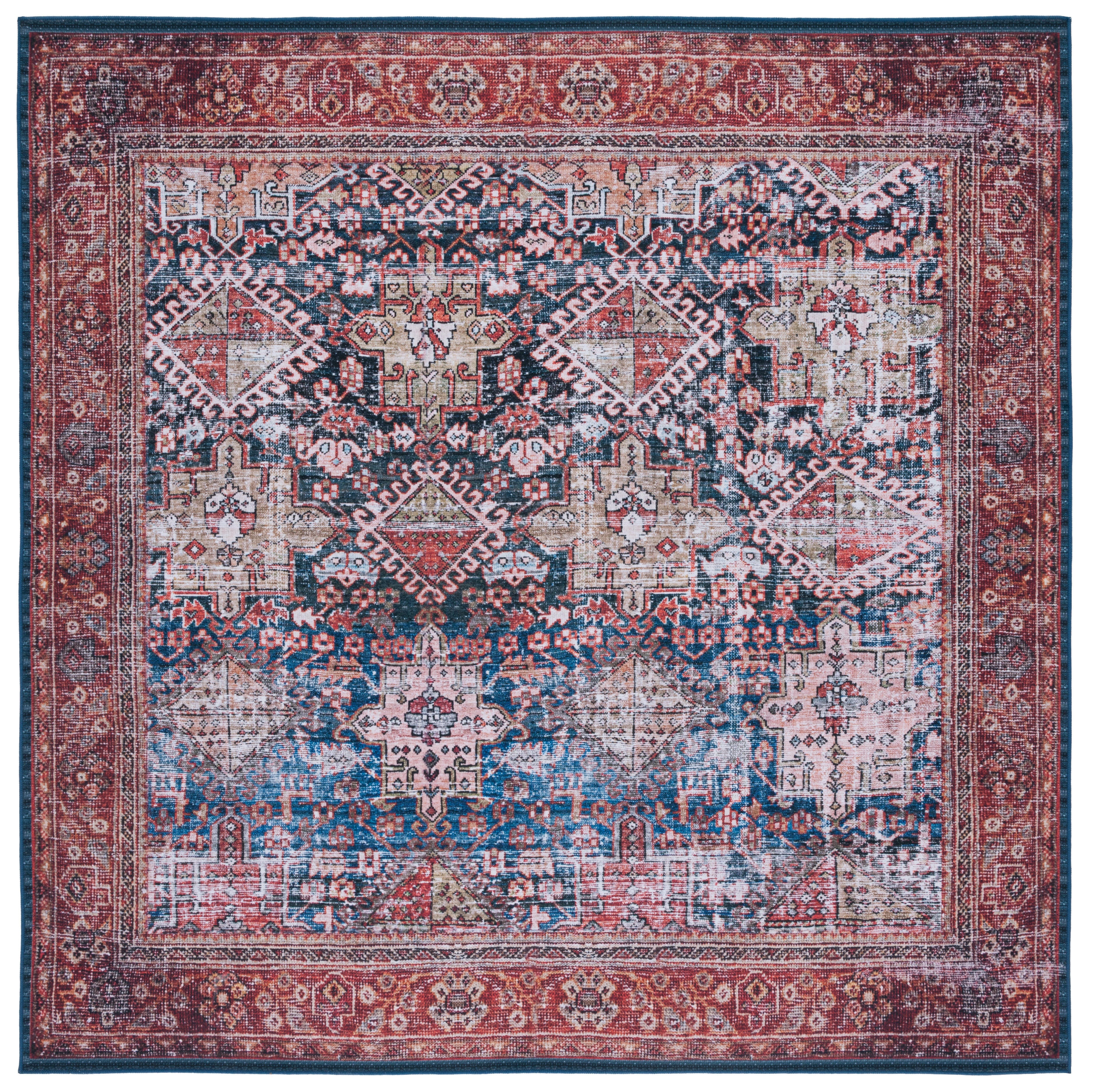 Safavieh Tucson 6' x 6' Square Area Rug, Navy/Rust, large