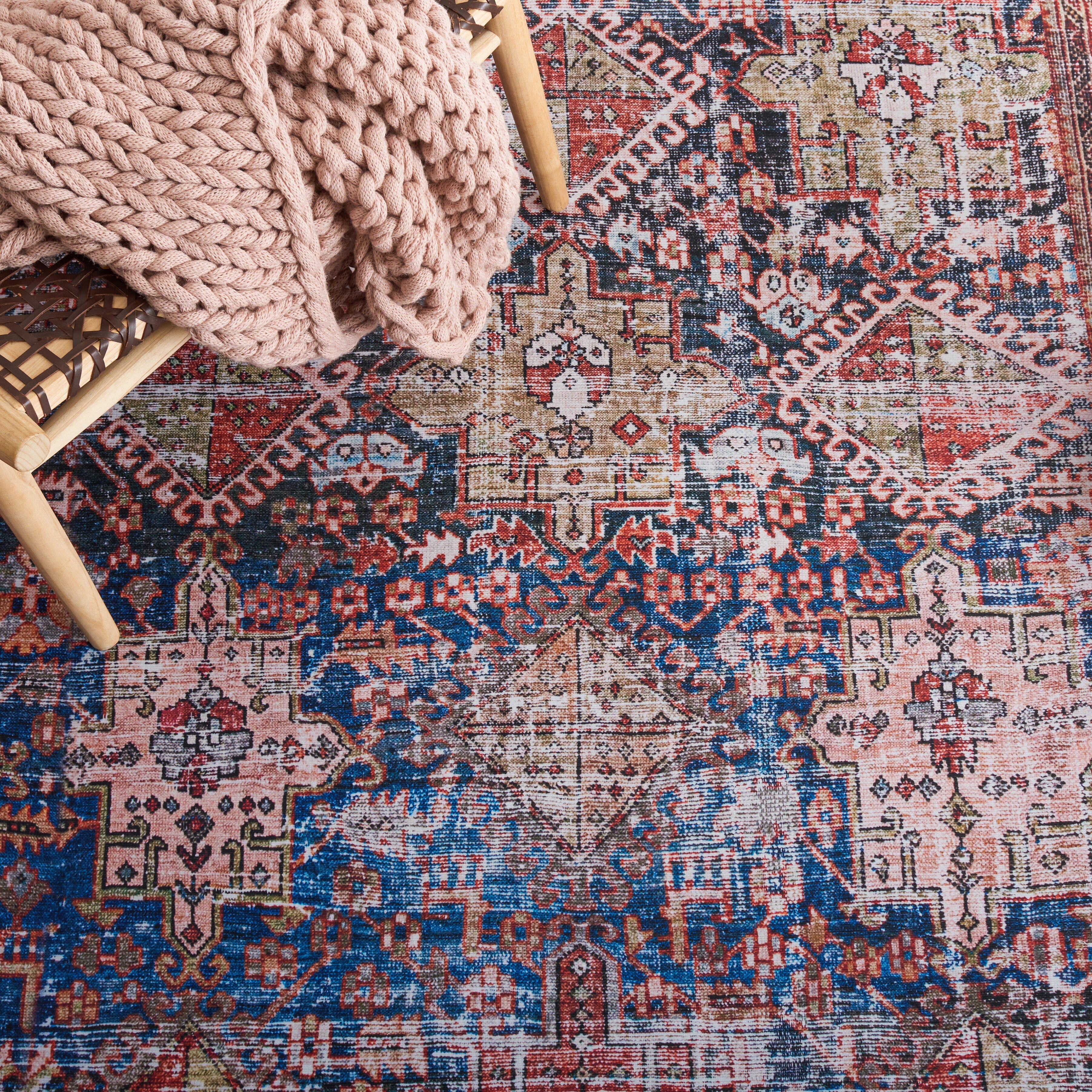 Safavieh Tucson 6' x 6' Square Area Rug, Navy/Rust, large