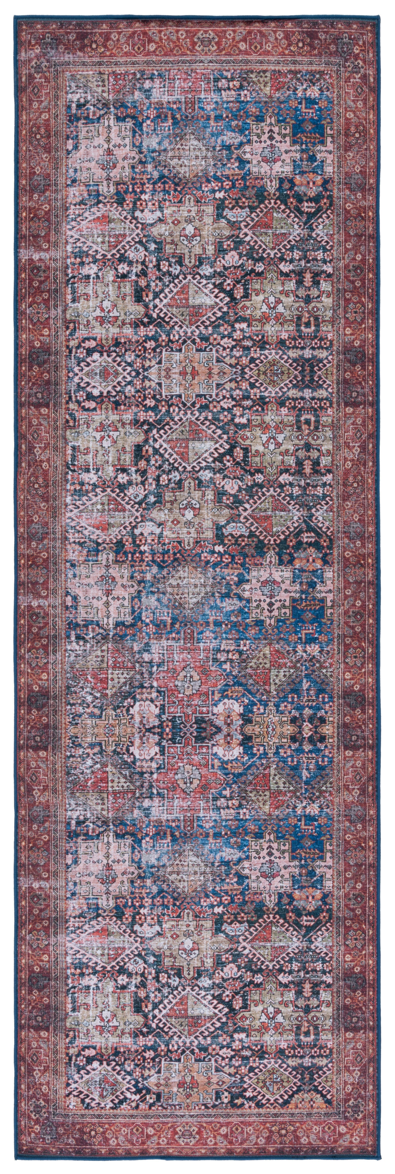 Safavieh Tucson 2' 6" x 6' Runner Rug, Navy/Rust, large
