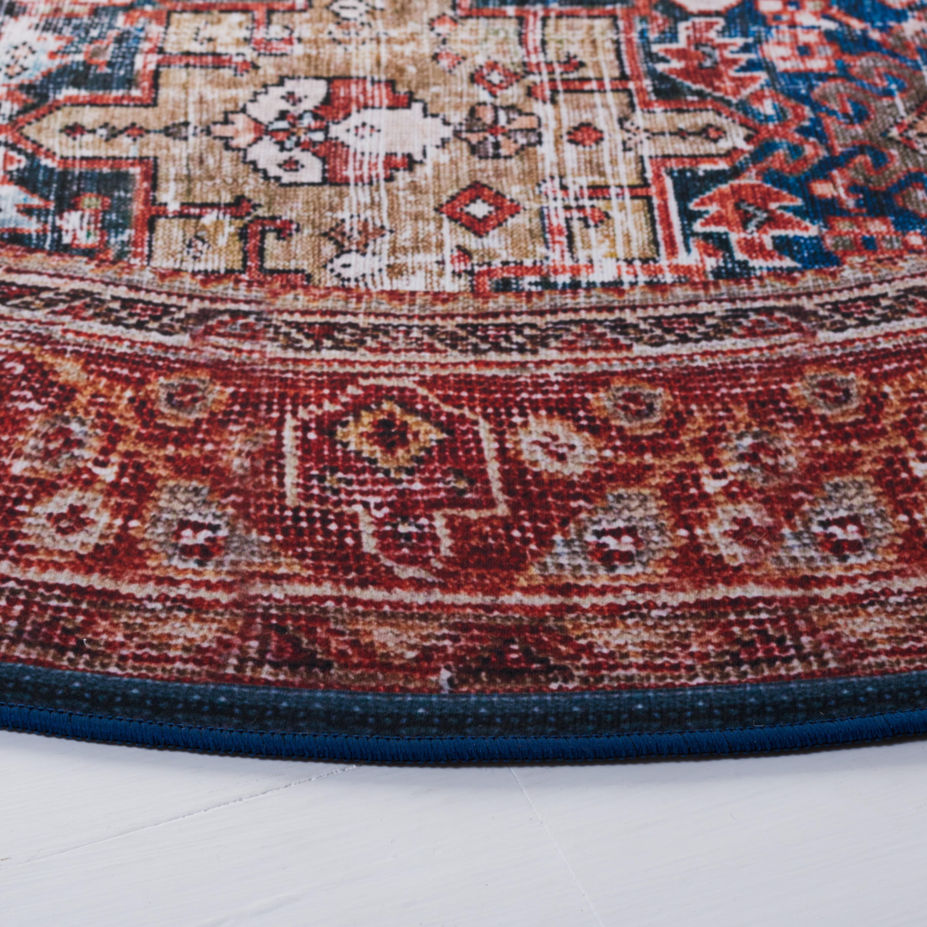 Safavieh Tucson 6' x 6' Round Area Rug, Navy/Rust, large