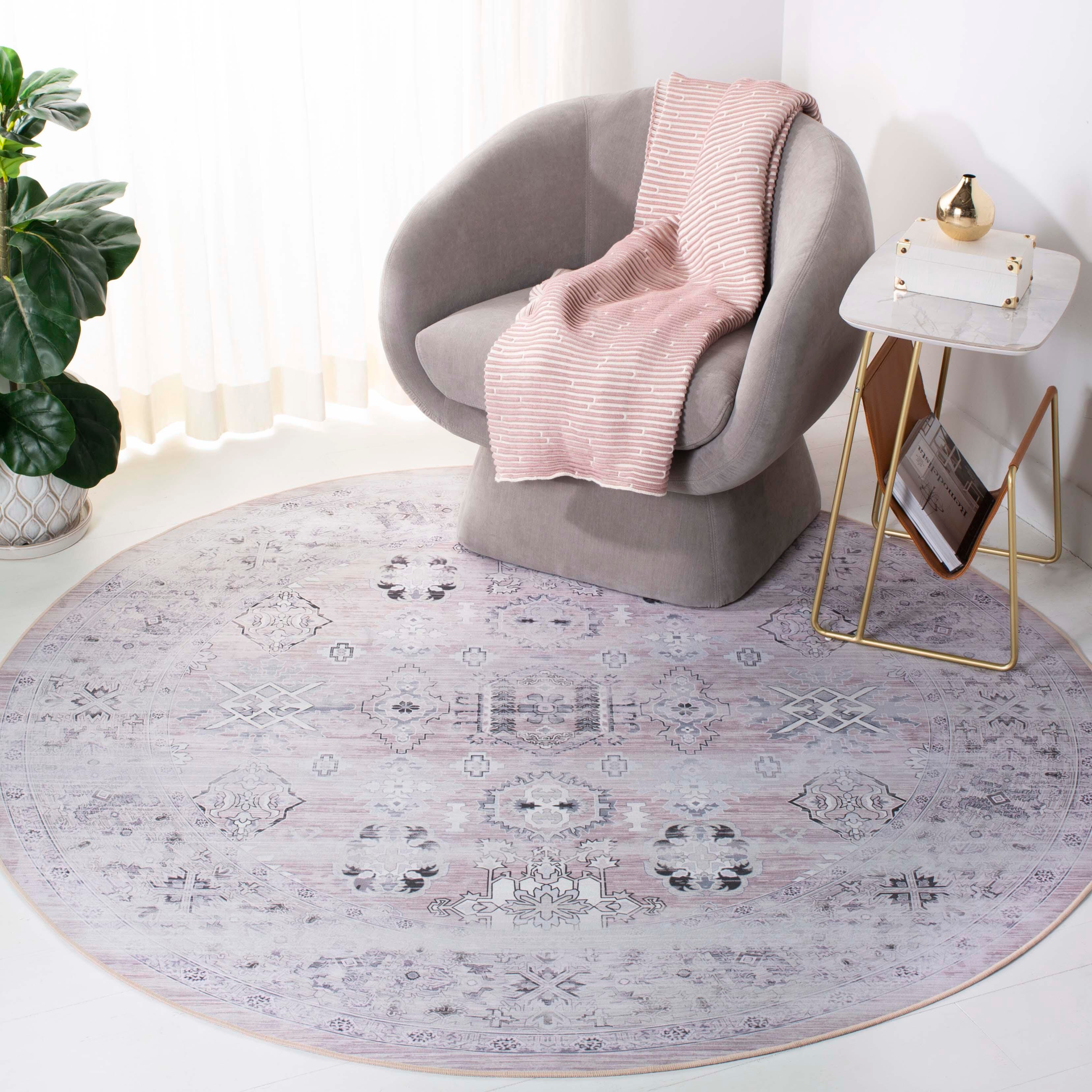 Safavieh Tucson 6' x 6' Round Area Rug, Pink/Beige, rollover
