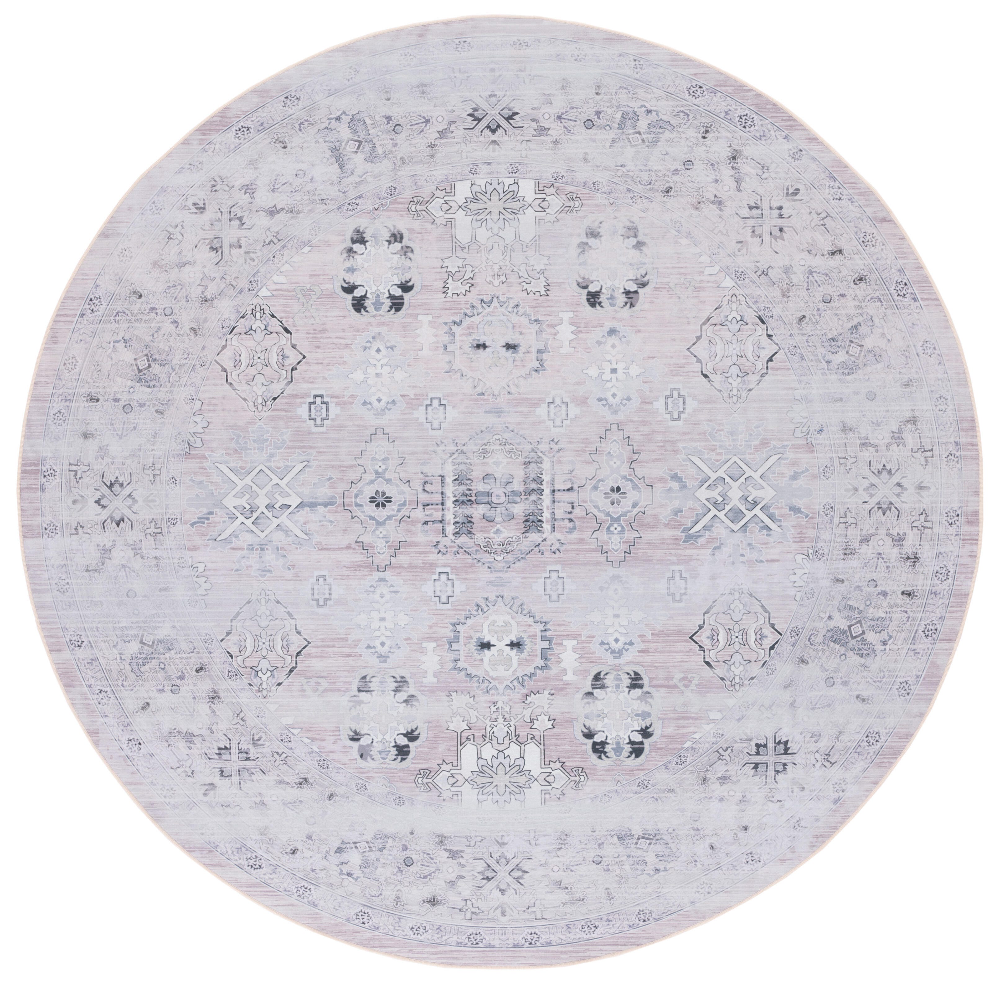 Safavieh Tucson 6' x 6' Round Area Rug, Pink/Beige, large