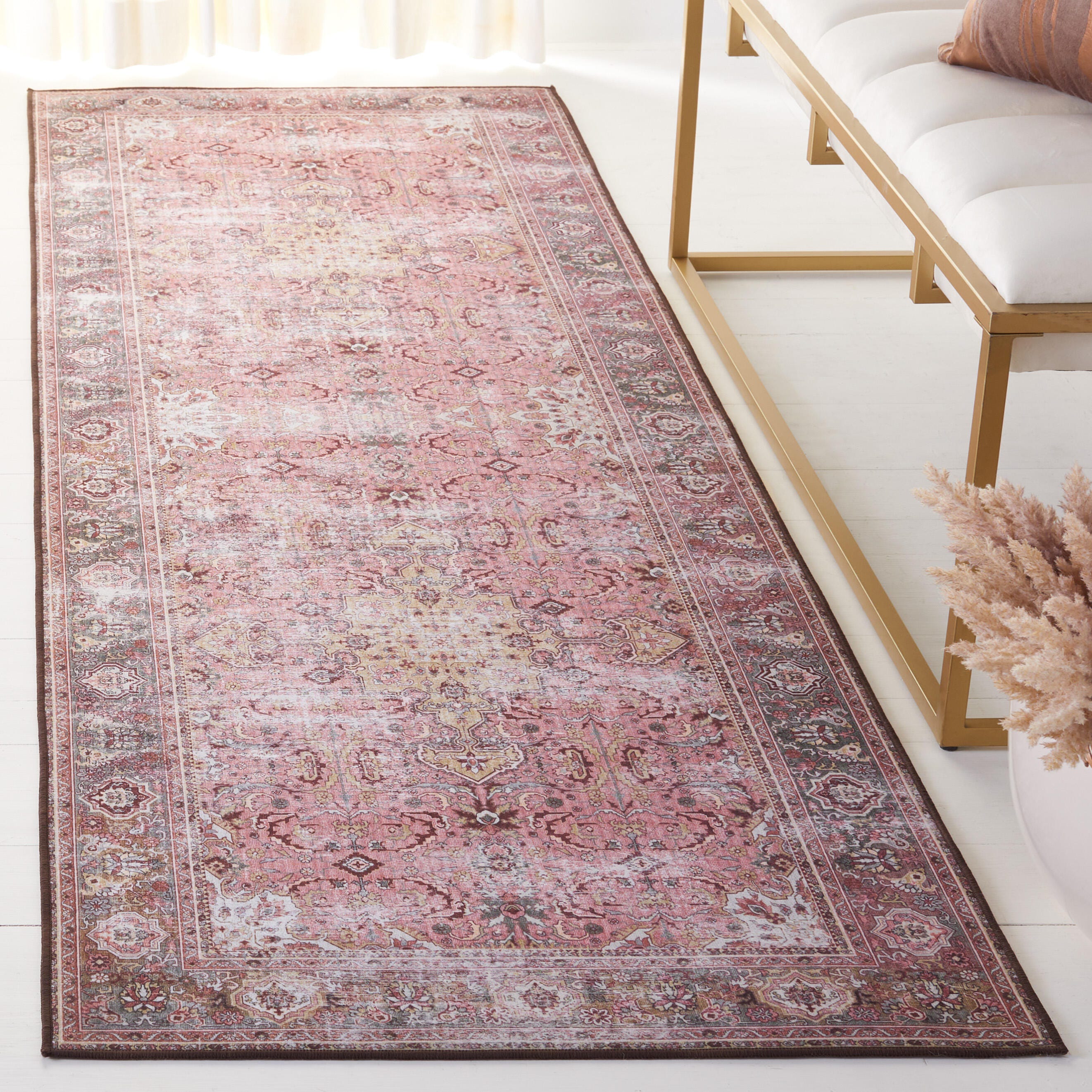 Safavieh Tucson 2' 6" x 8' Runner Rug, Pink/Beige, rollover