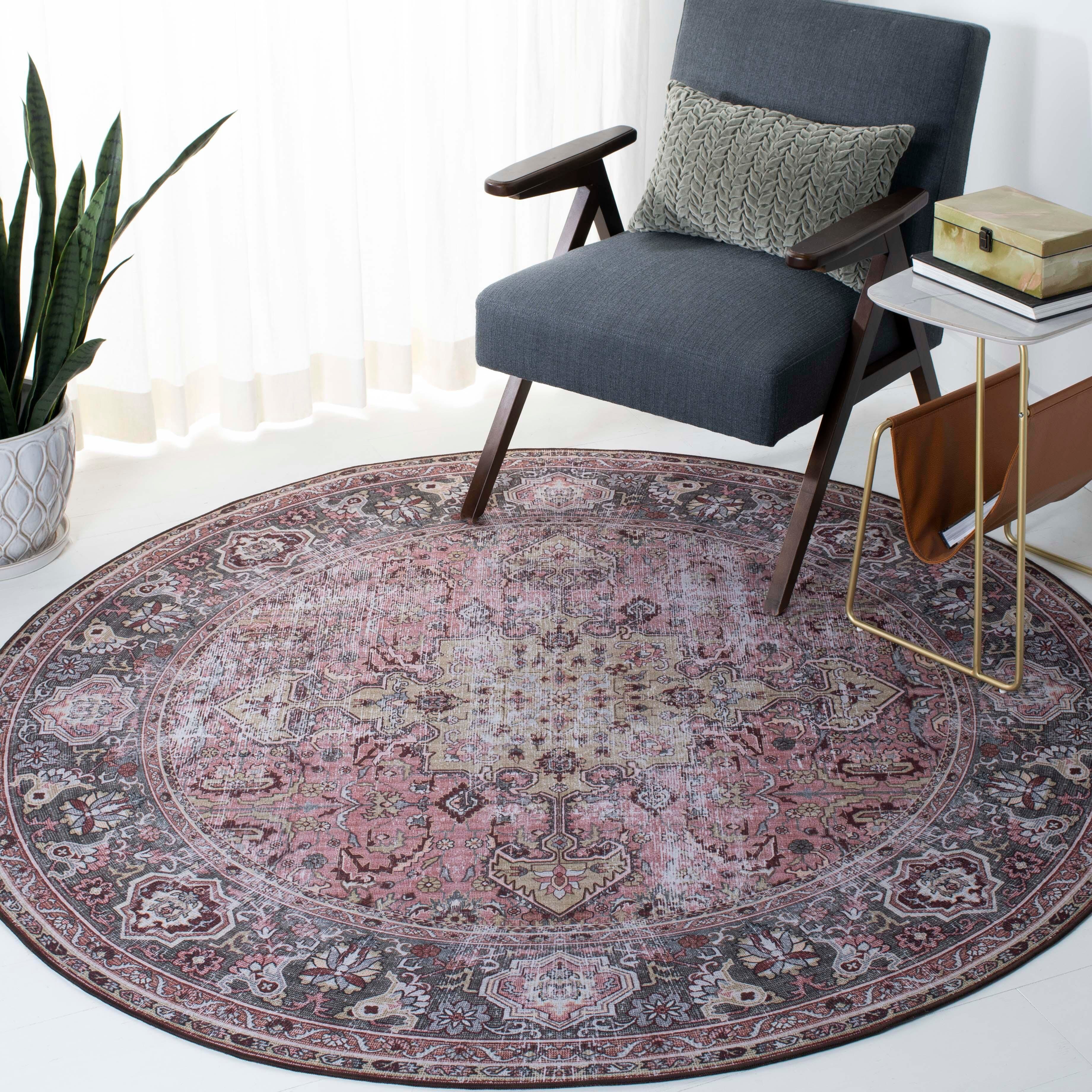 Safavieh Tucson 6' x 6' Round Area Rug, Pink/Beige, rollover