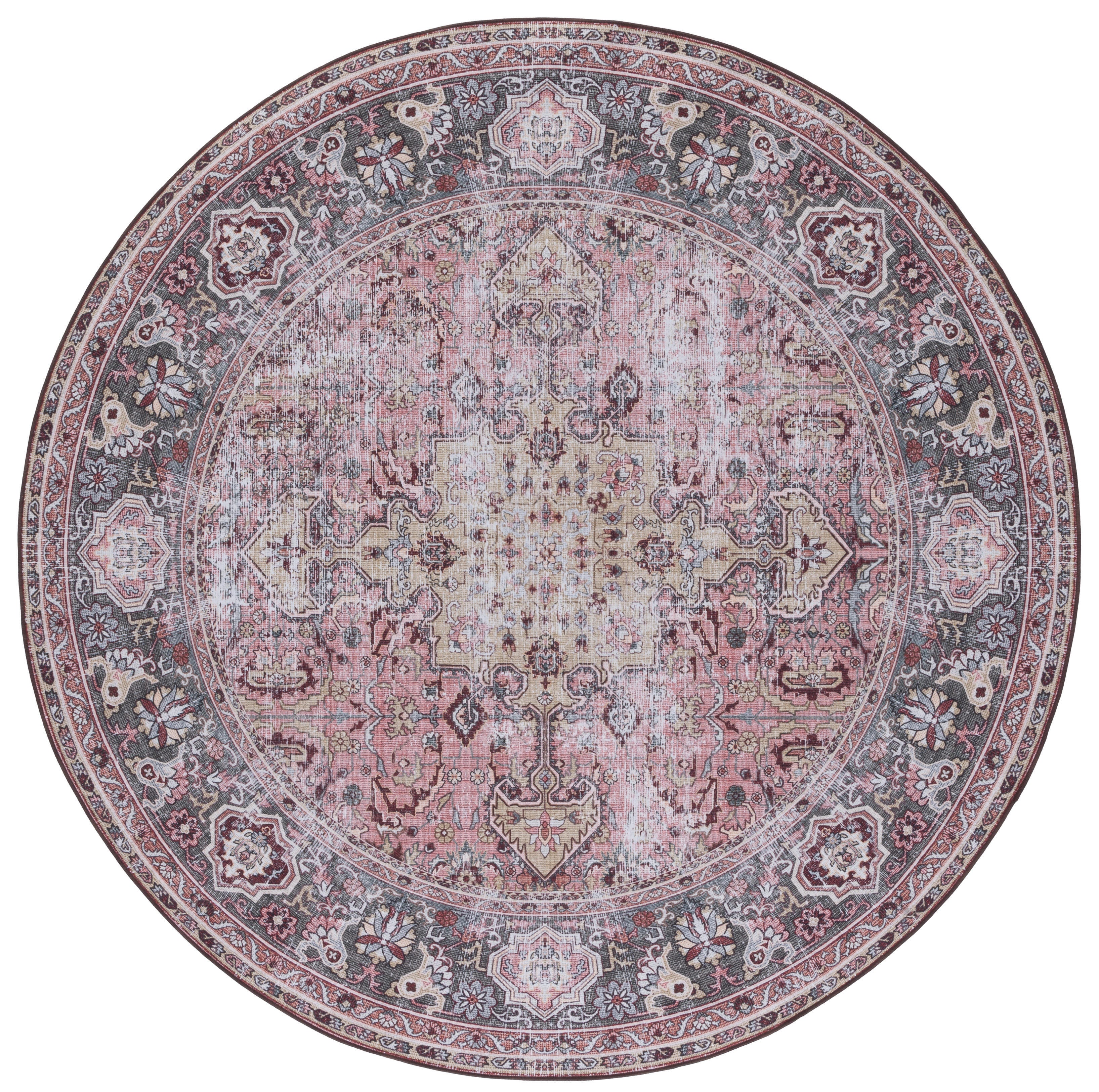 Safavieh Tucson 6' x 6' Round Area Rug, Pink/Beige, large